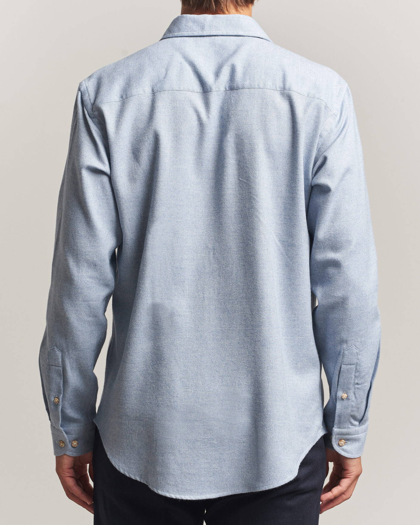 Homme | Chemises | Eton | Casual Fit One Piece Collar Flannel Shirt Light Blue