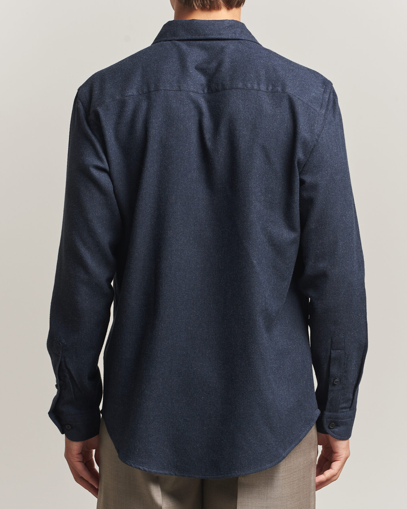 Homme | Chemises | Eton | Casual Fit One Piece Collar Flannel Shirt Navy Blue