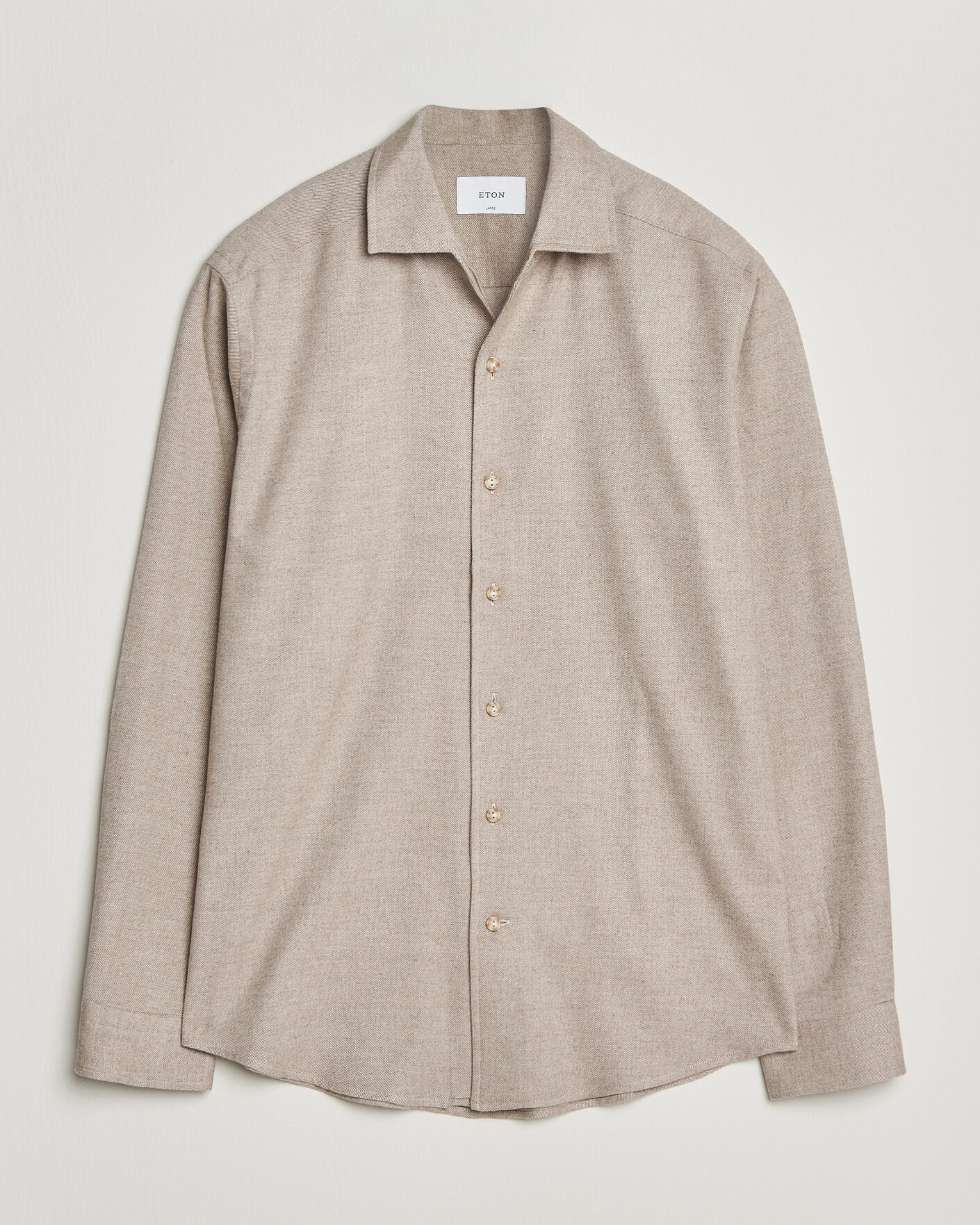 Homme | Chemises | Eton | Casual Fit One Piece Collar Flannel Shirt Beige