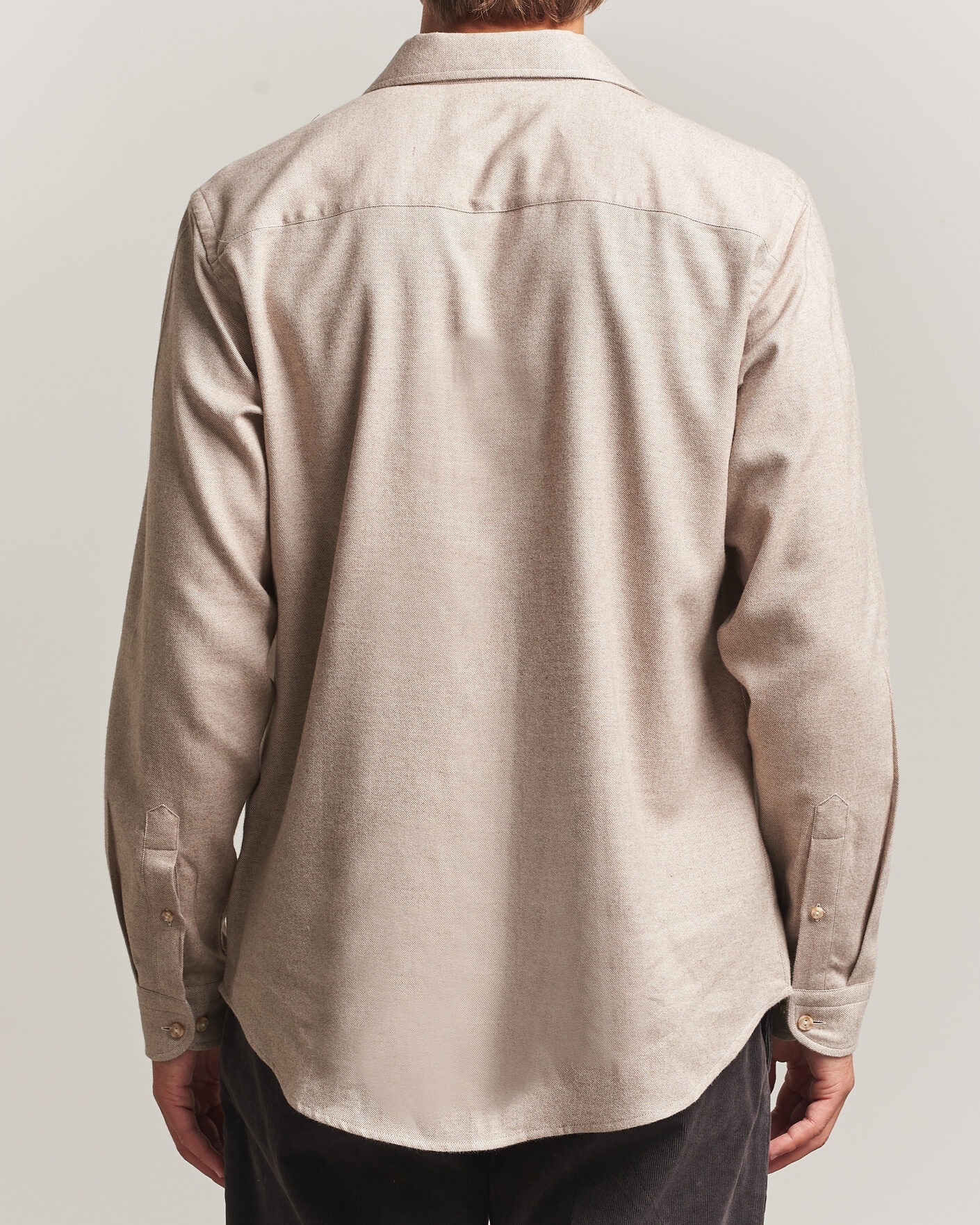 Homme | Chemises | Eton | Casual Fit One Piece Collar Flannel Shirt Beige