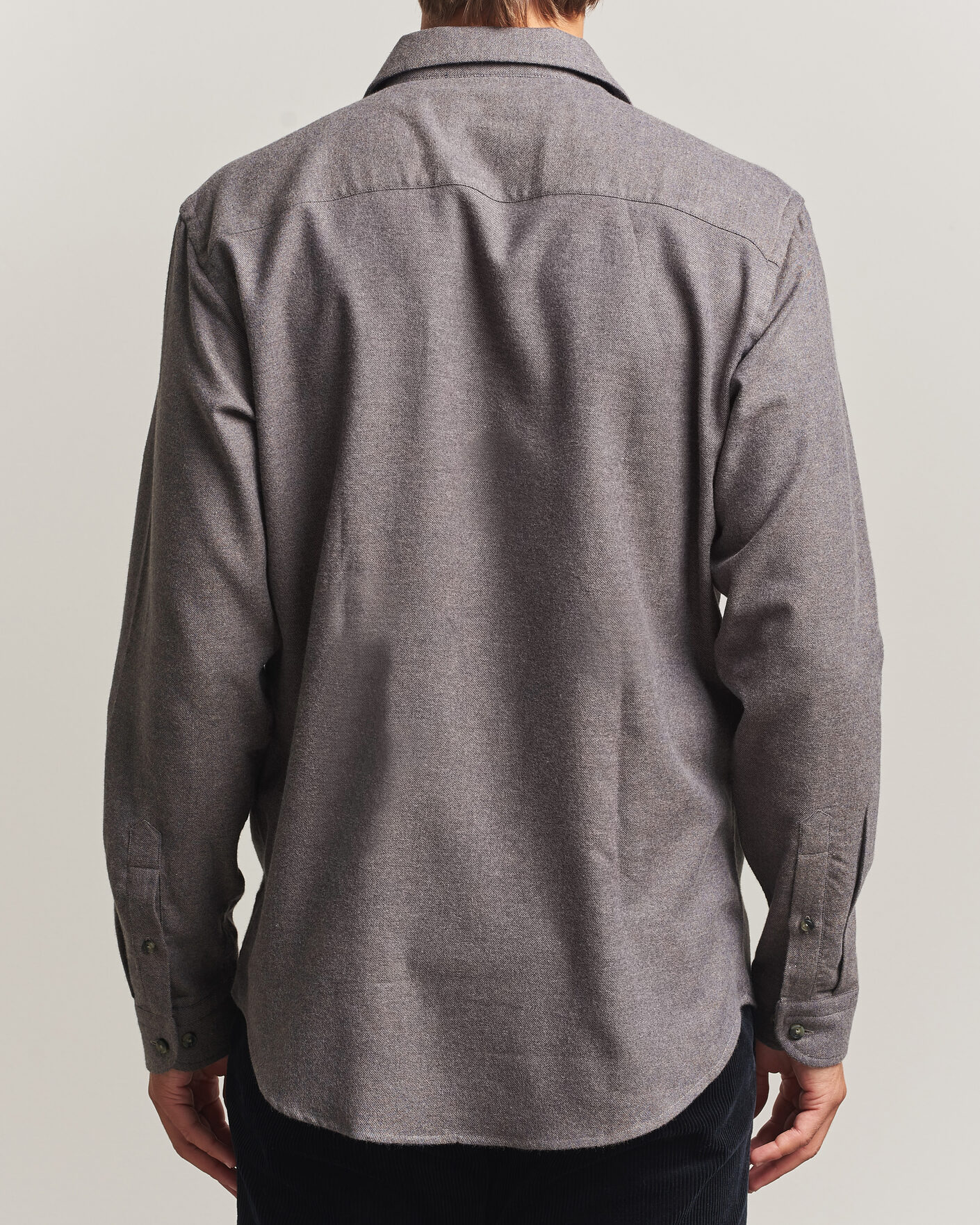 Homme | Chemises | Eton | Casual Fit One Piece Collar Flannel Shirt Dark Brown
