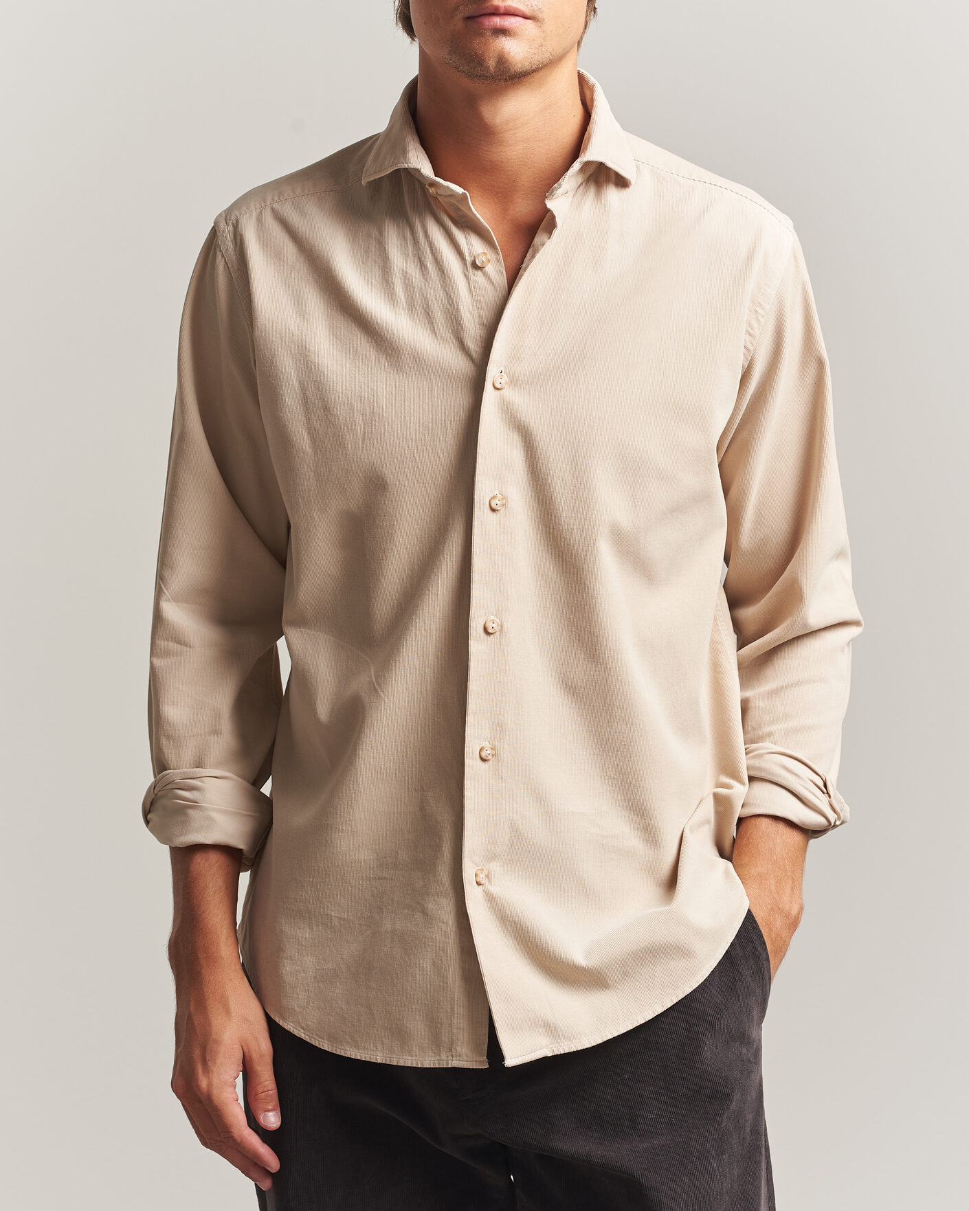 Homme | Chemises | Eton | Casual Fit Corduroy Shirt Beige