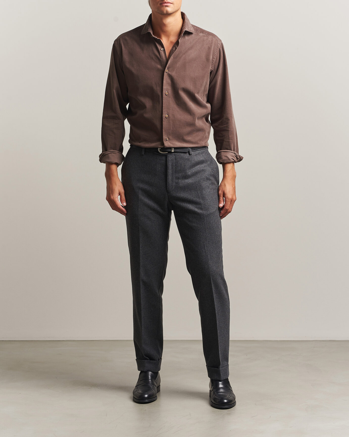 Homme | Chemises | Eton | Casual Fit Corduroy Shirt Dark Brown