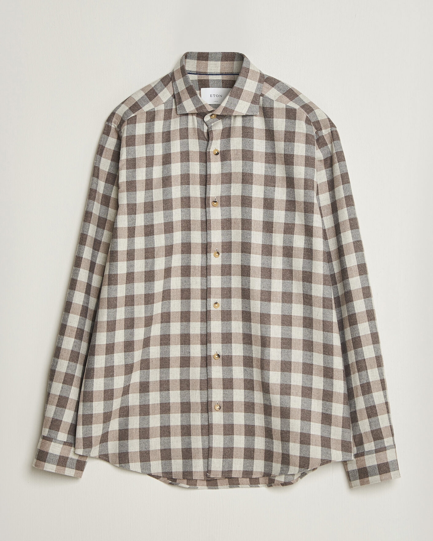 Homme | Chemises | Eton | Casual Fit Checked Flannel Shirt Beige