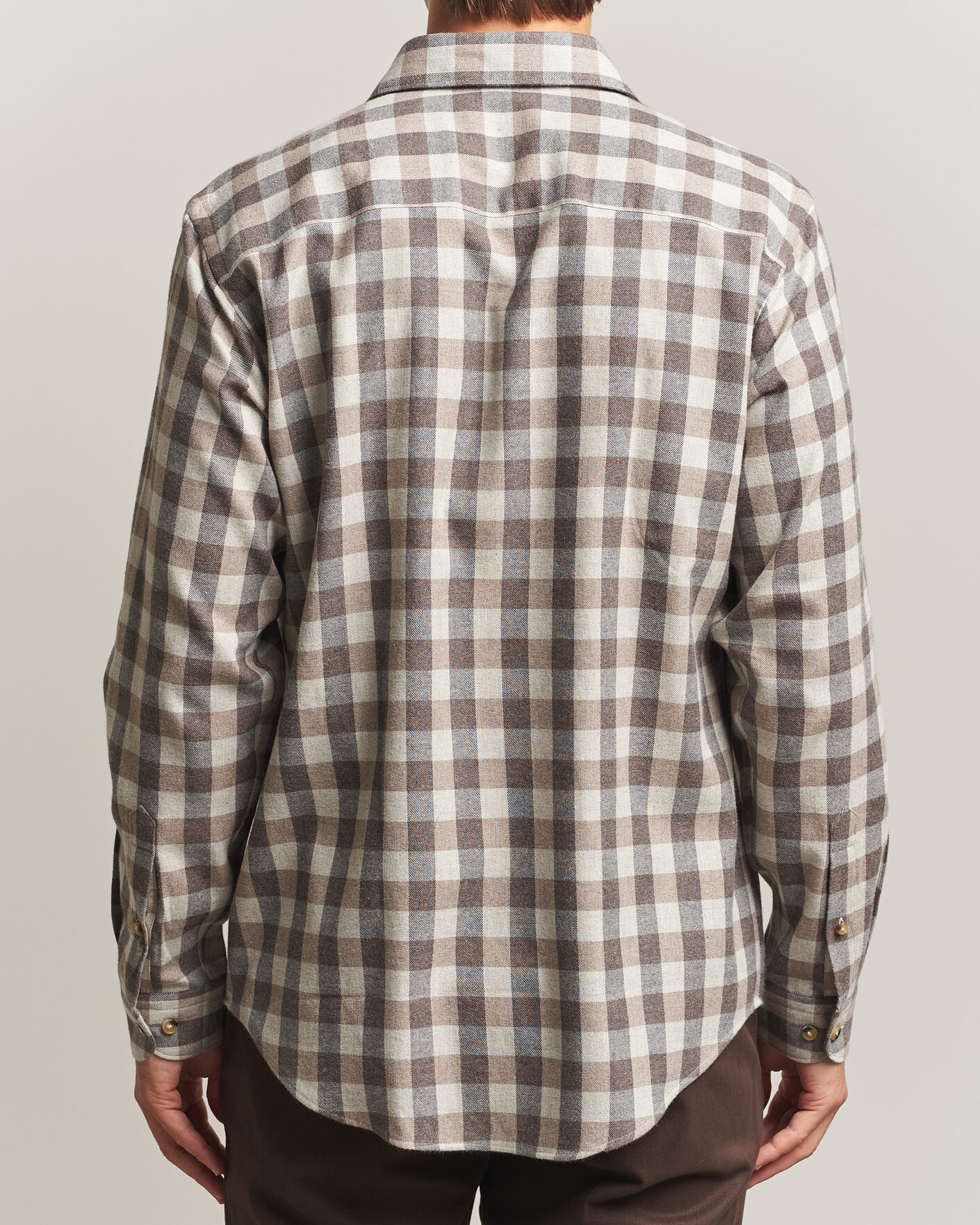 Homme | Chemises | Eton | Casual Fit Checked Flannel Shirt Beige