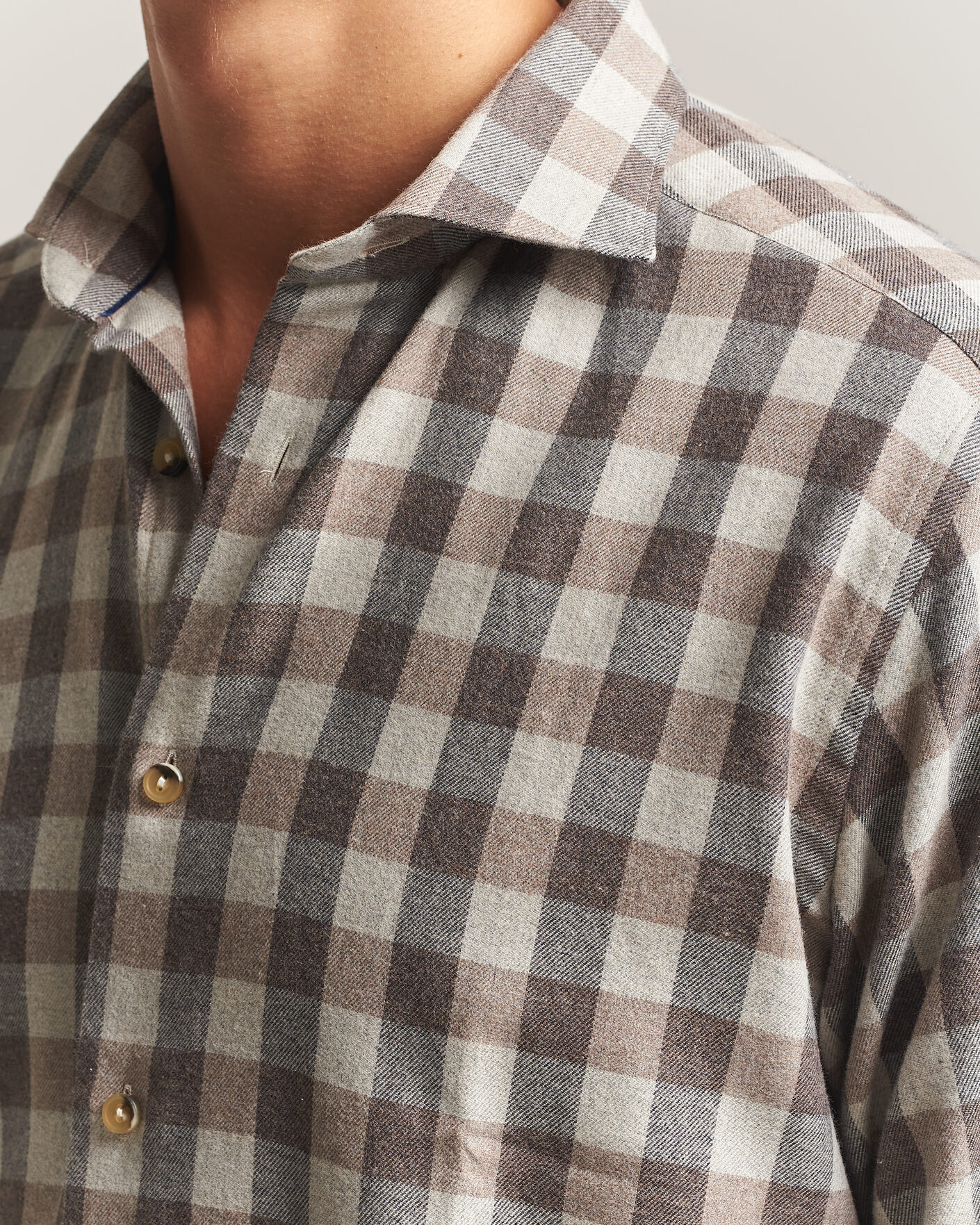 Homme | Chemises | Eton | Casual Fit Checked Flannel Shirt Beige
