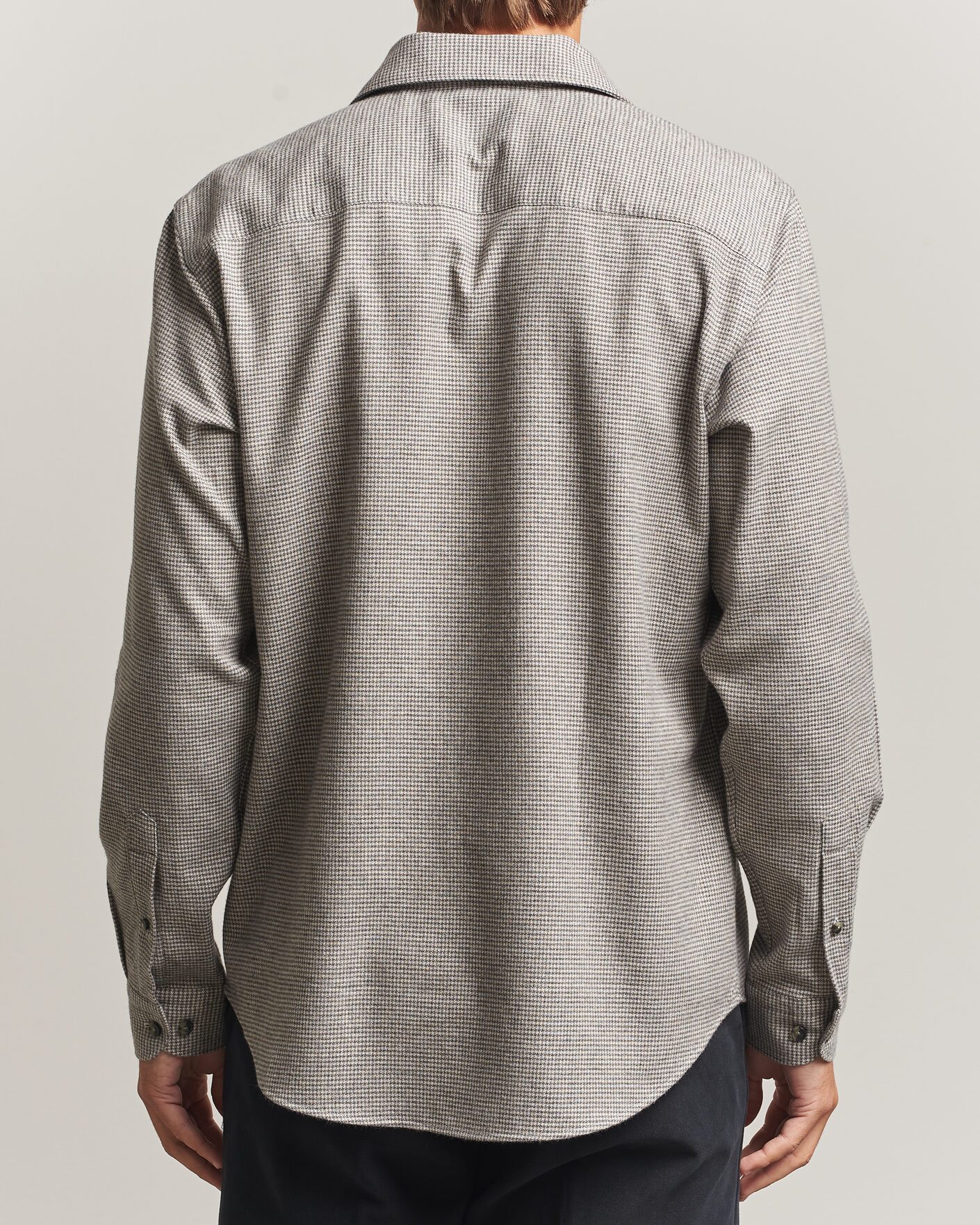 Homme | Chemises | Eton | Casual Fit Houndstooth Flannel Shirt Mid Grey