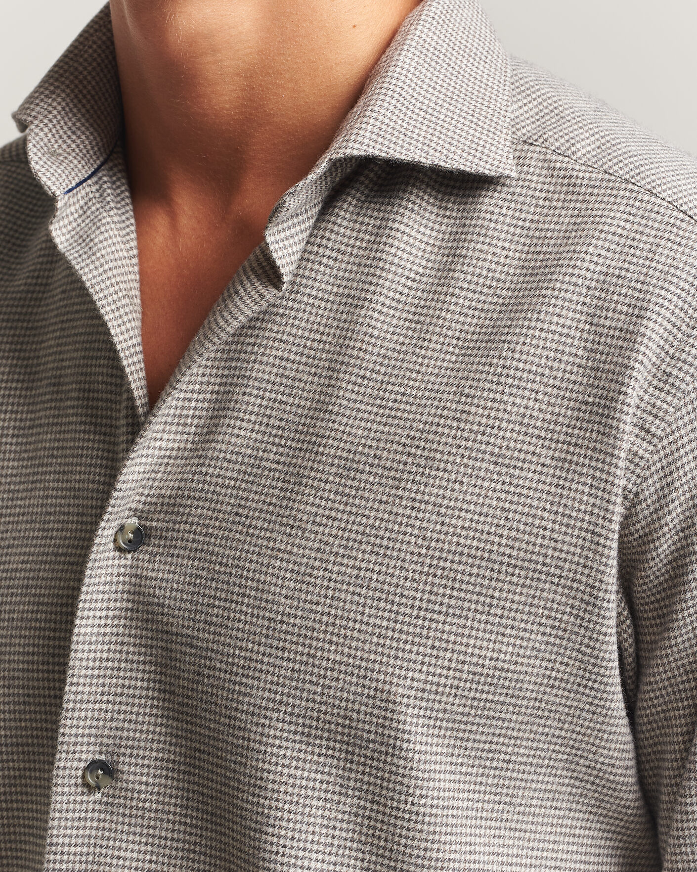 Homme | Chemises | Eton | Casual Fit Houndstooth Flannel Shirt Mid Grey
