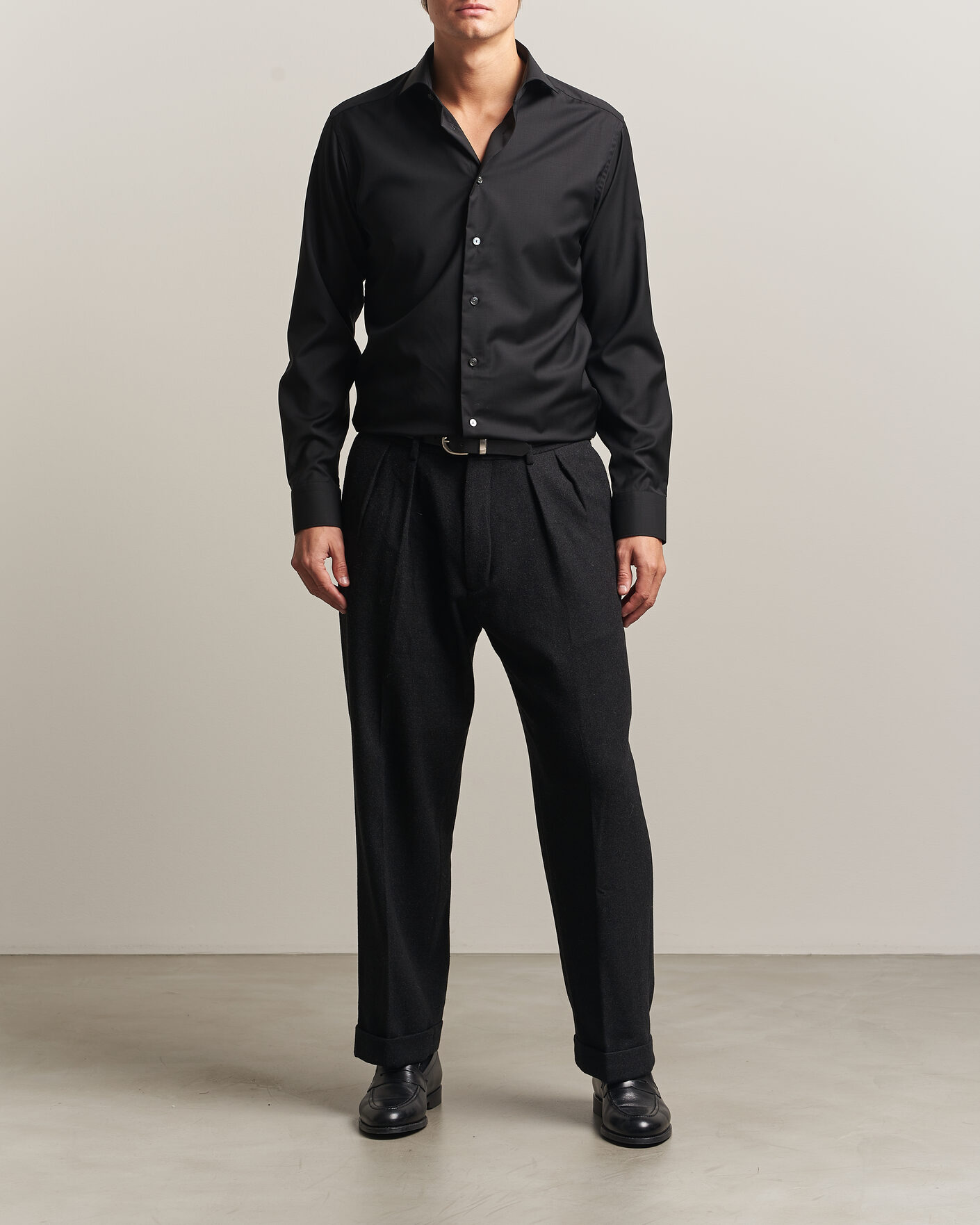 Homme | Chemises | Eton | Slim Fit Merino Shirt Black