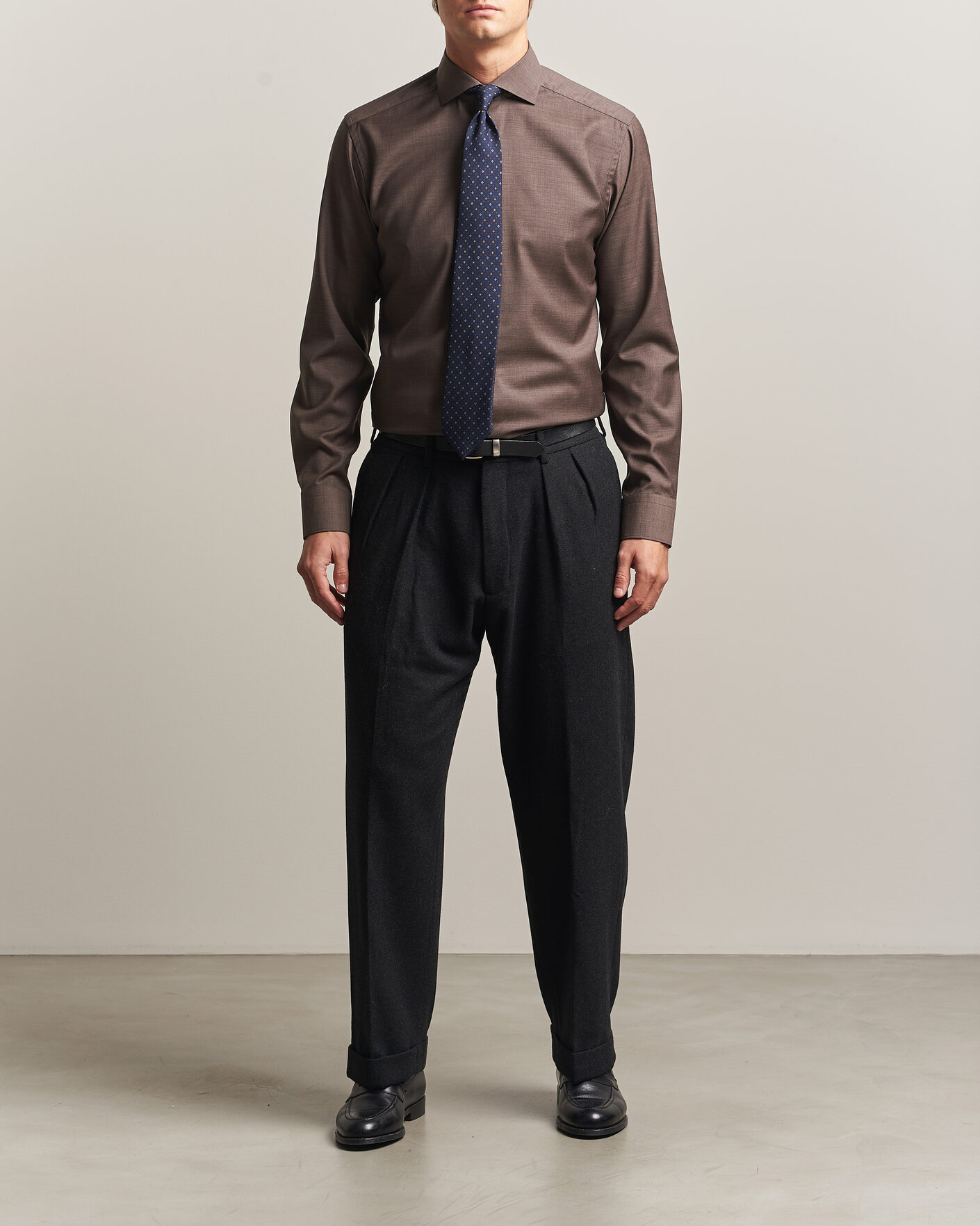 Homme | Chemises | Eton | Slim Fit Merino Shirt Brown