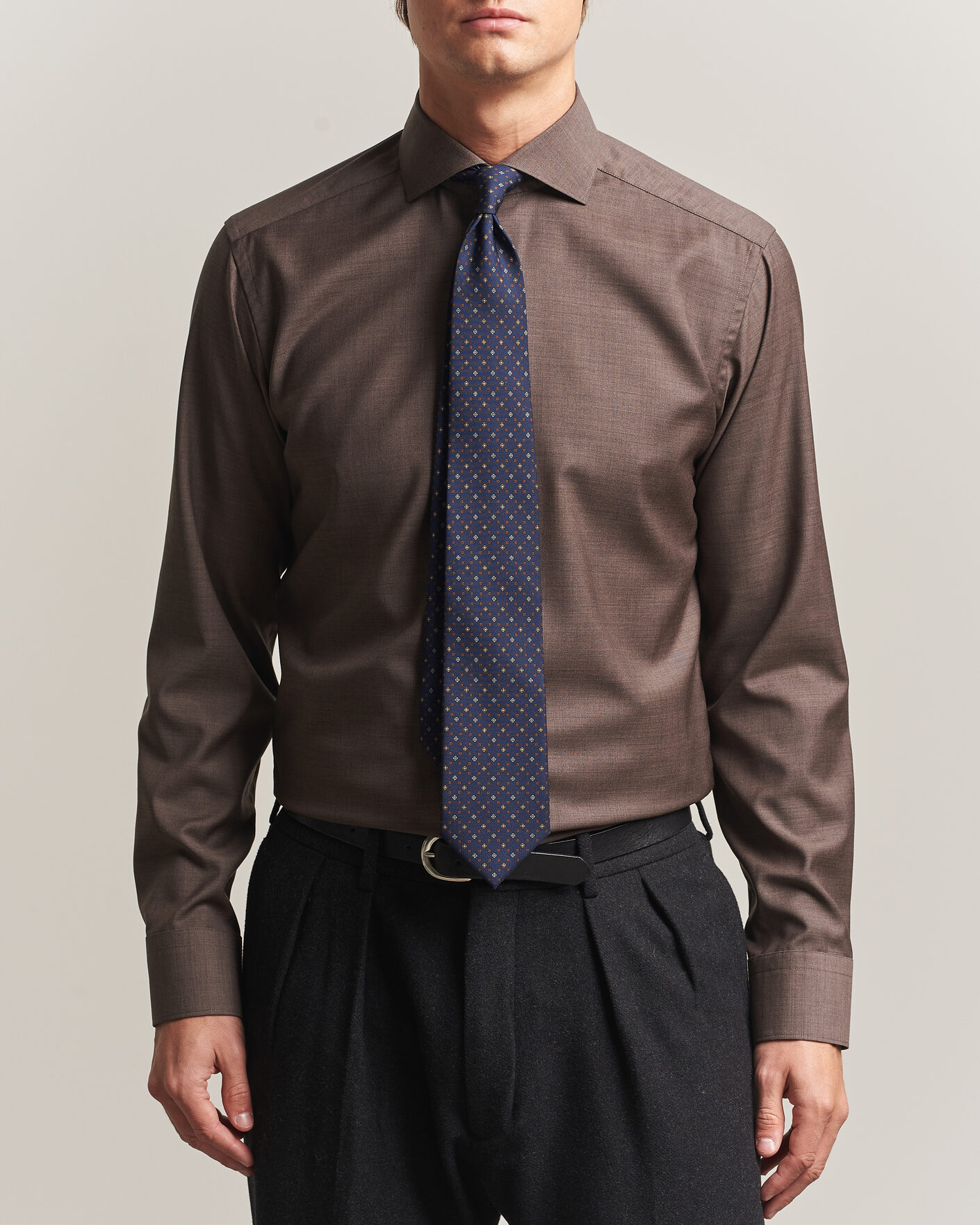 Homme | Chemises | Eton | Slim Fit Merino Shirt Brown