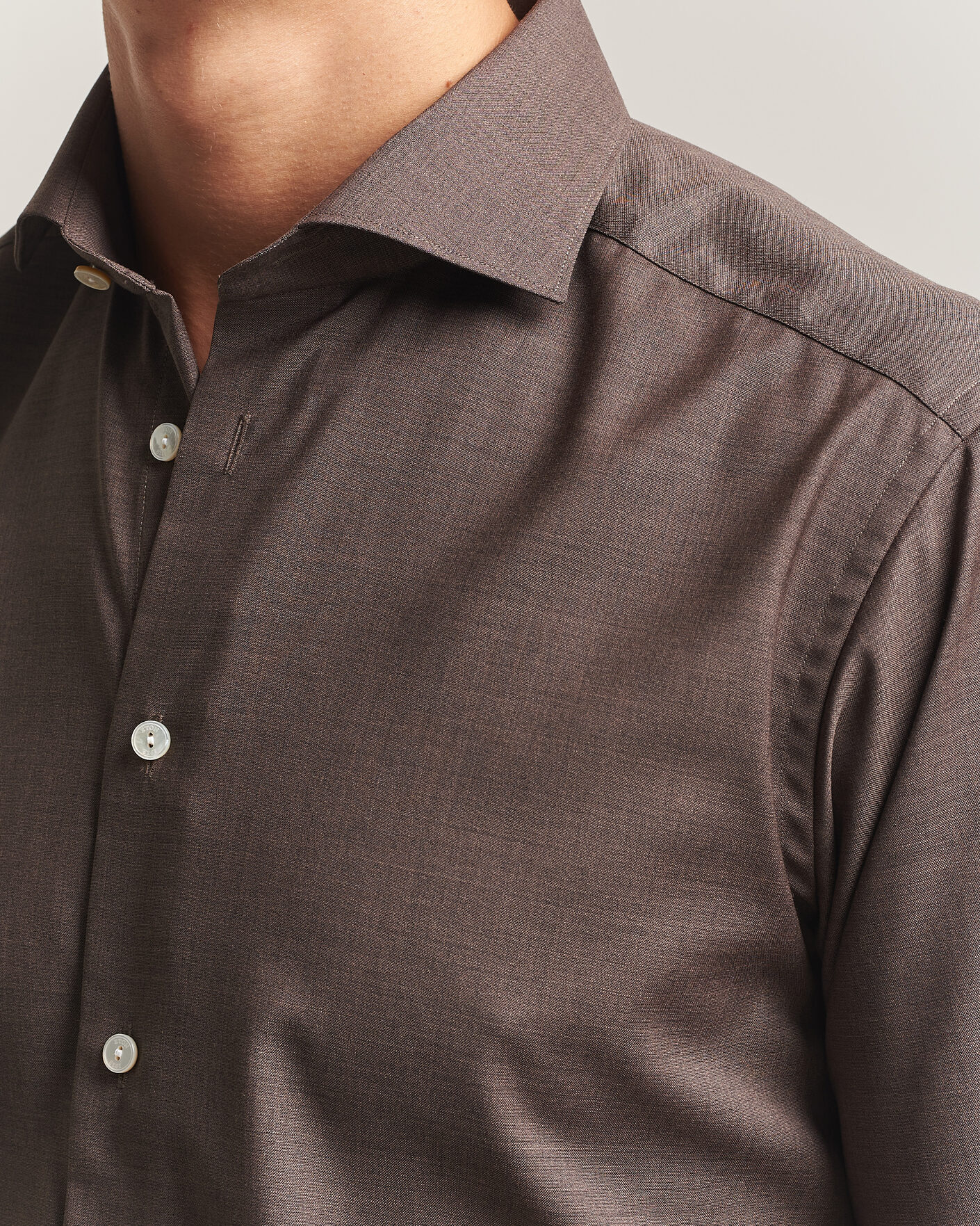 Homme | Chemises | Eton | Slim Fit Merino Shirt Brown