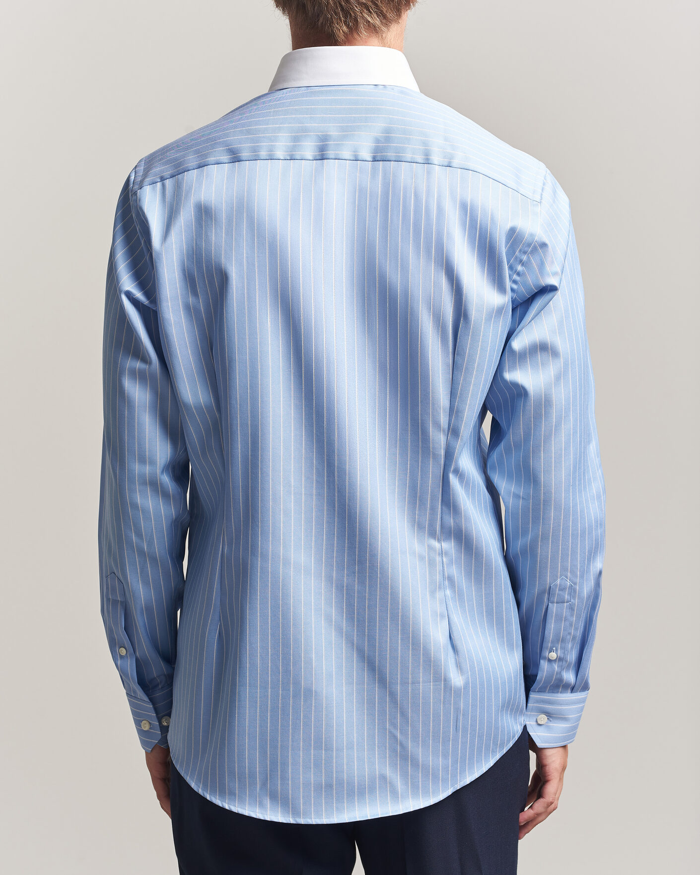 Homme | Chemises | Eton | Slim Fit Signature Twill Striped Shirt Mid Blue