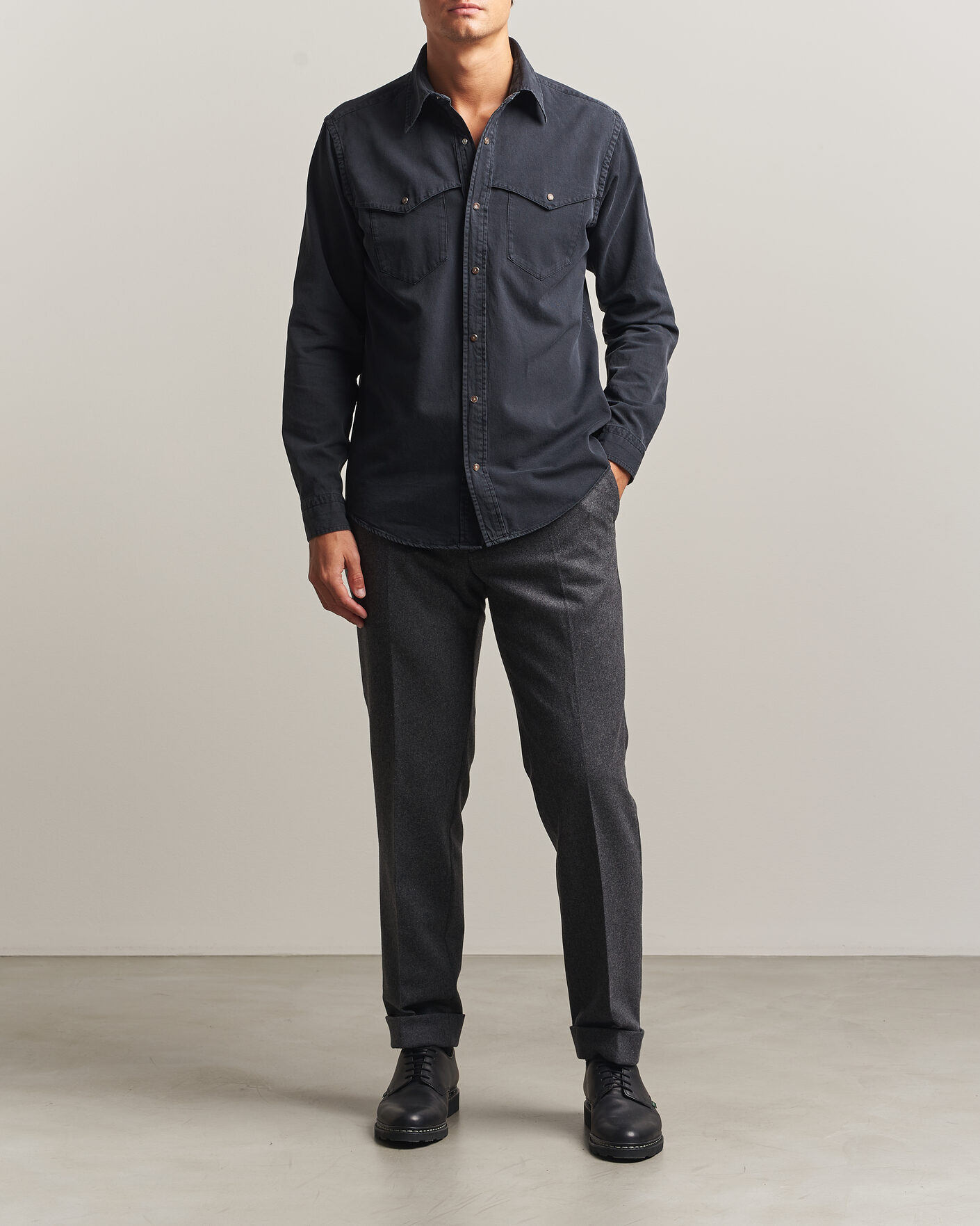 Homme | Chemises | Eton | Indigo Western Shirt Black