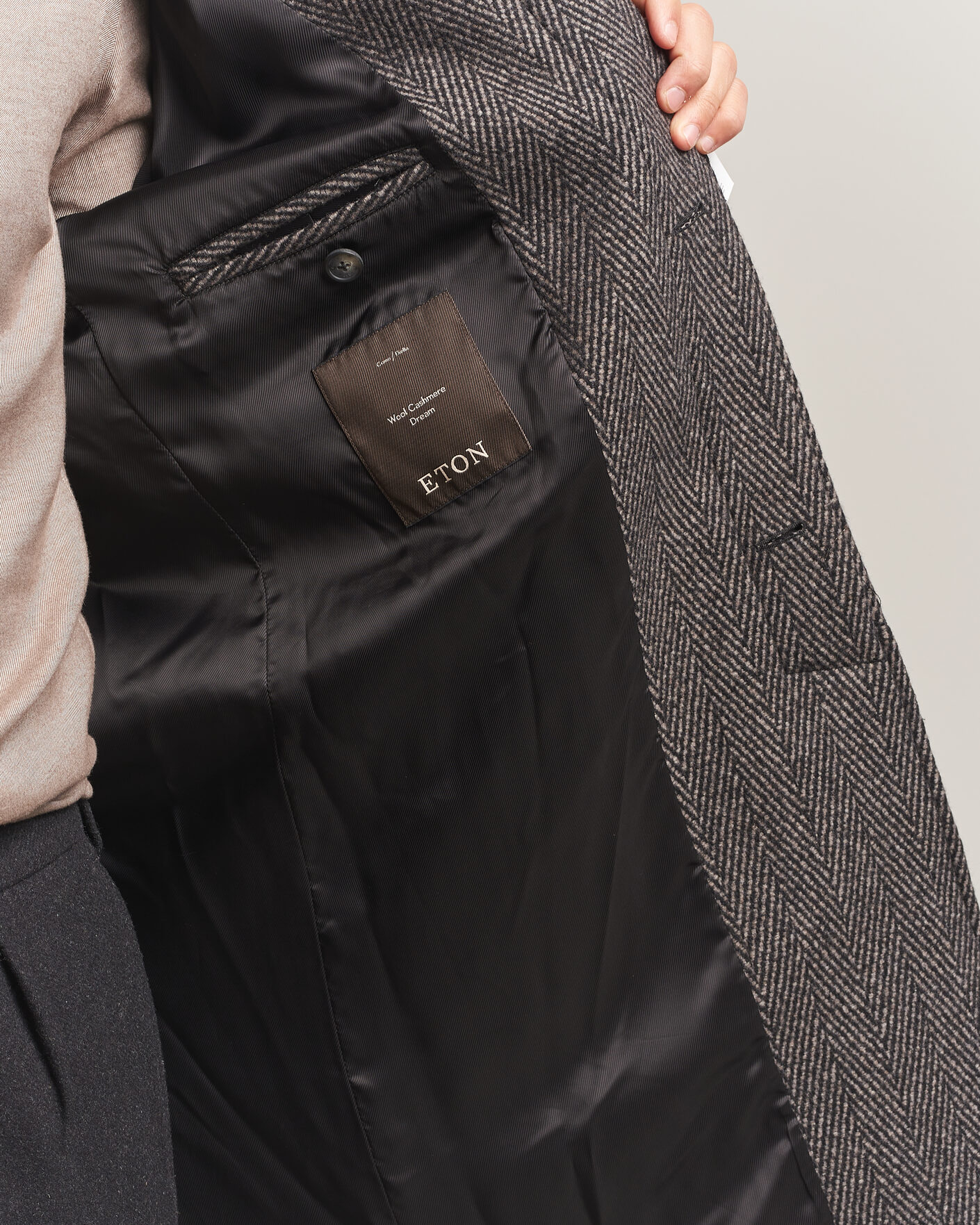Homme | Manteaux Et Vestes | Eton | Wool/Cashmere Herringbone Raglan Coat Dark Brown