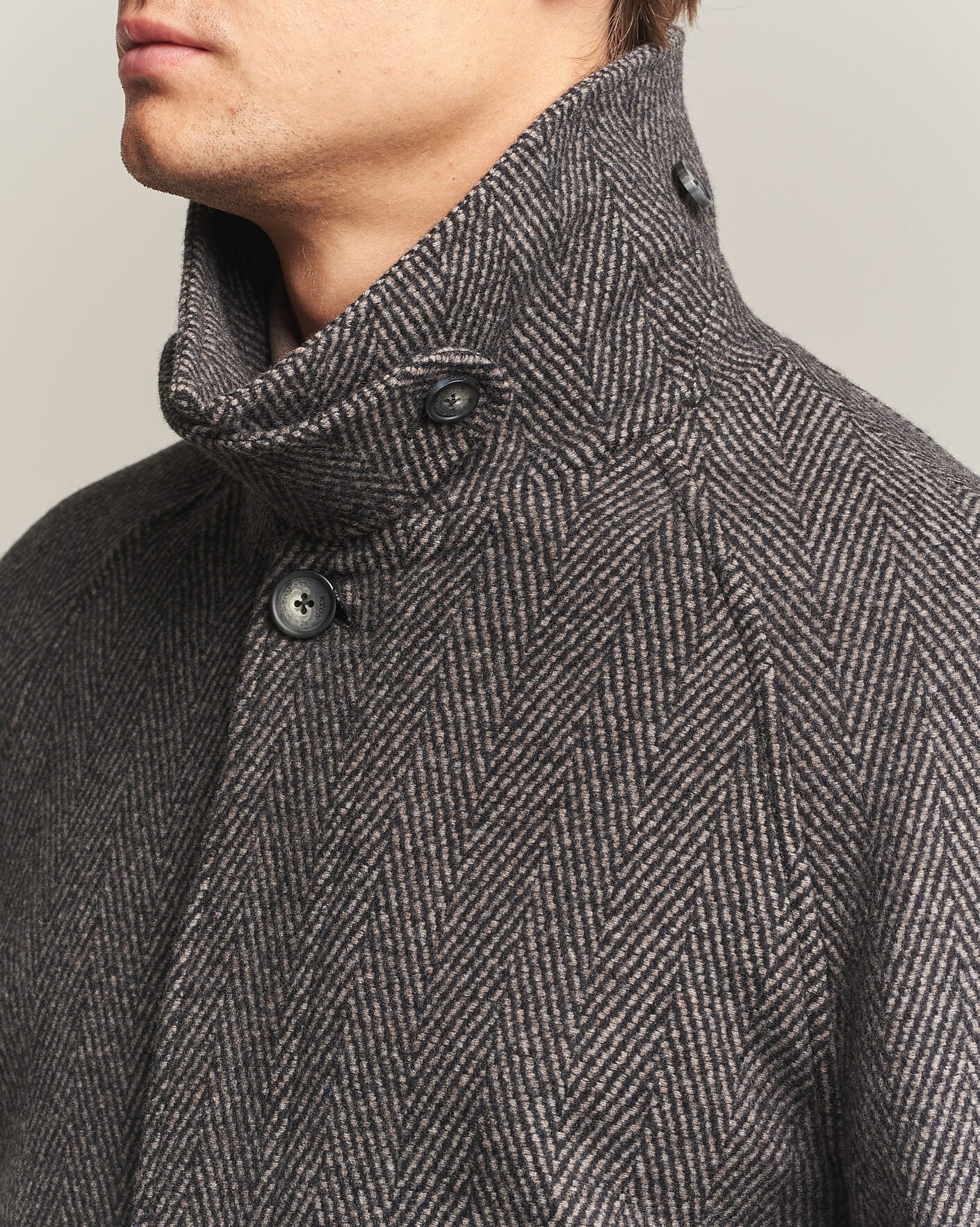 Homme | Manteaux Et Vestes | Eton | Wool/Cashmere Herringbone Raglan Coat Dark Brown