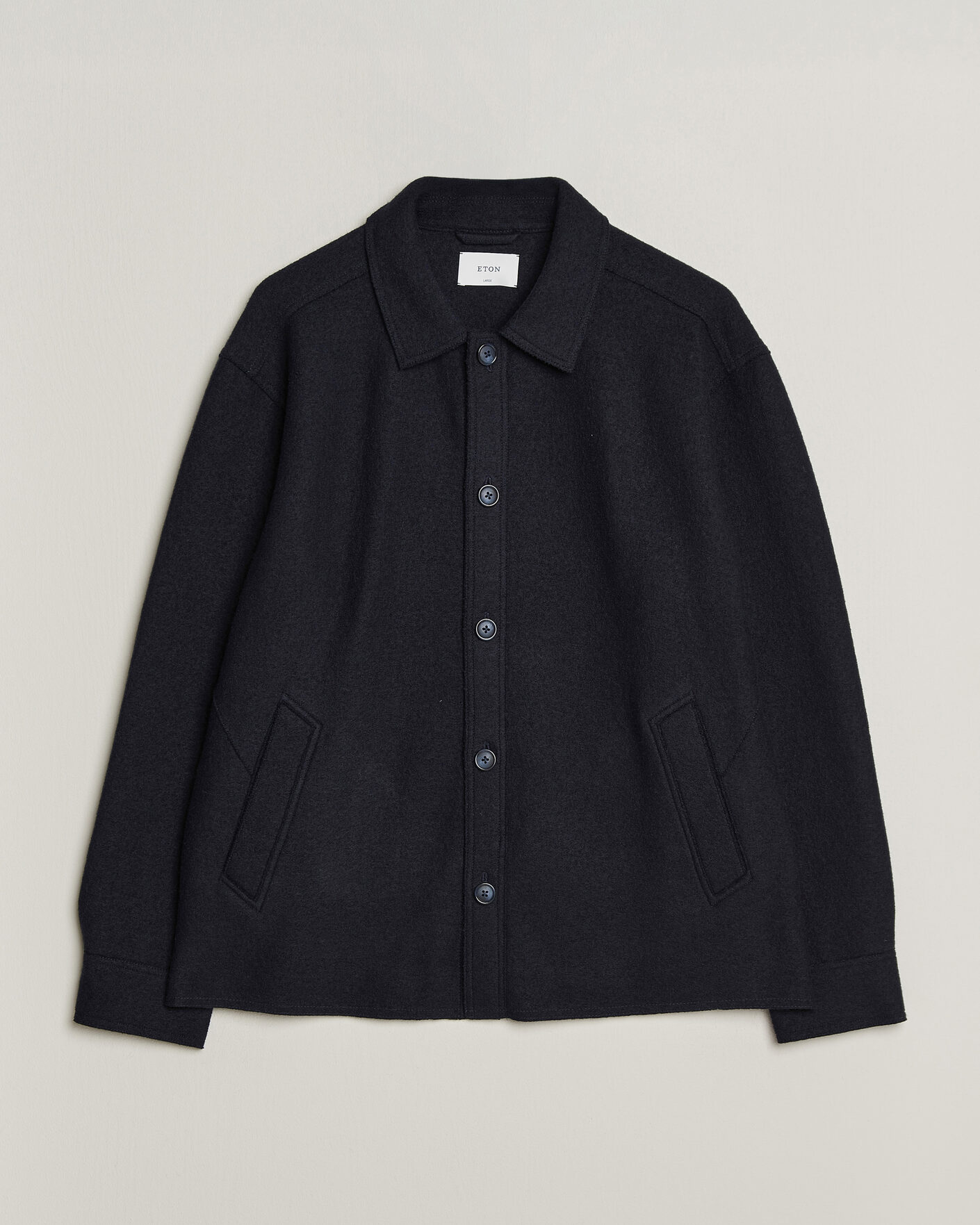 Homme | Manteaux Et Vestes | Eton | Boiled Wool Shirt Jacket Navy Blue