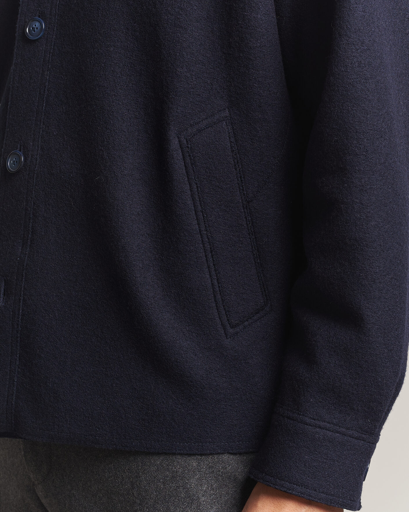 Homme | Manteaux Et Vestes | Eton | Boiled Wool Shirt Jacket Navy Blue