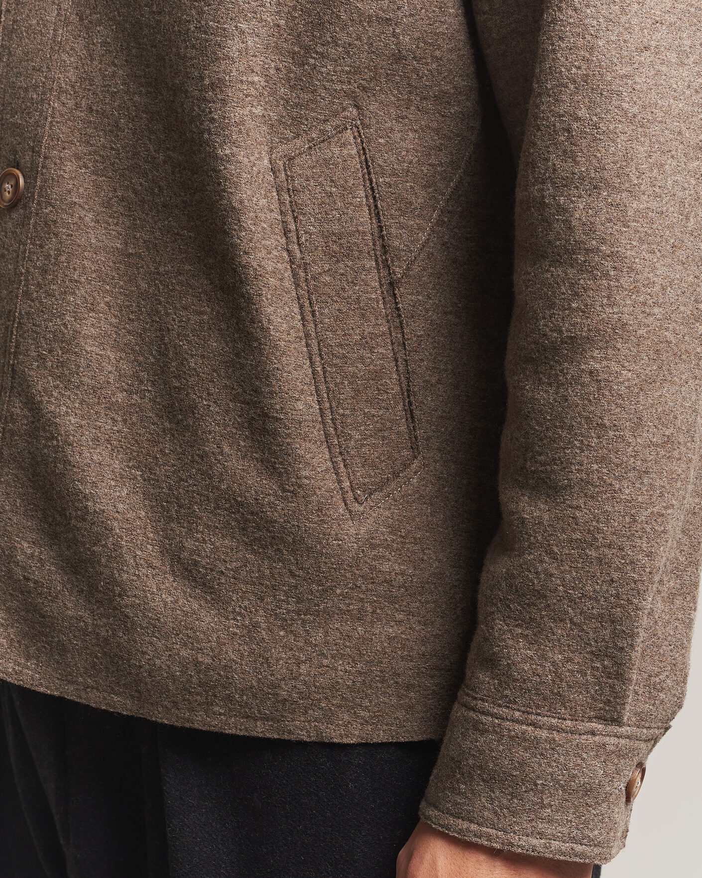 Homme | Manteaux Et Vestes | Eton | Boiled Wool Shirt Jacket Brown