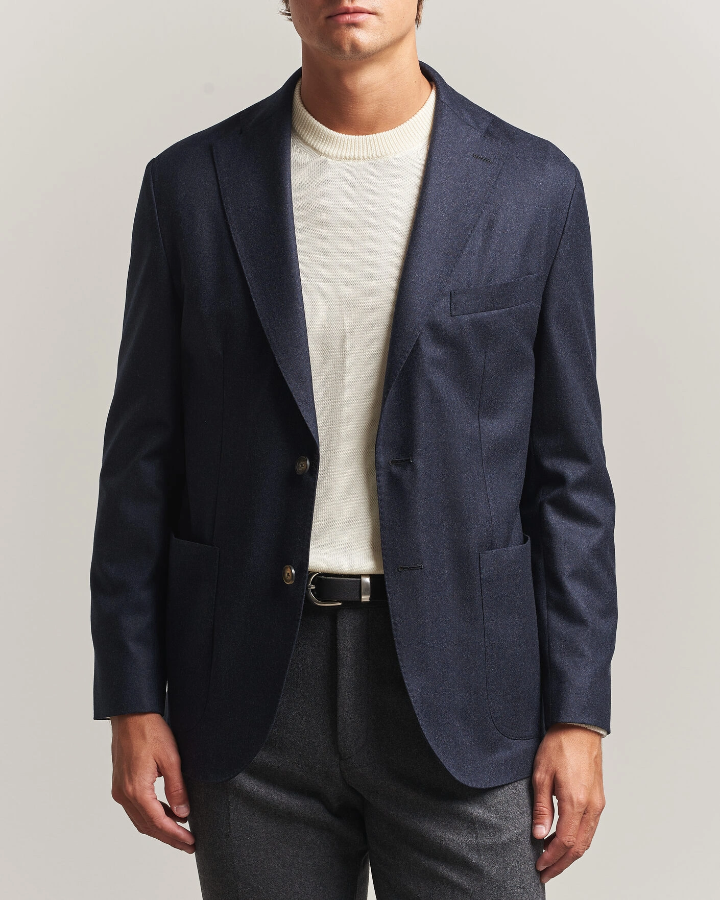 Homme | Blazers | Eton | Wool Flannel Soft Jacket Navy Blue