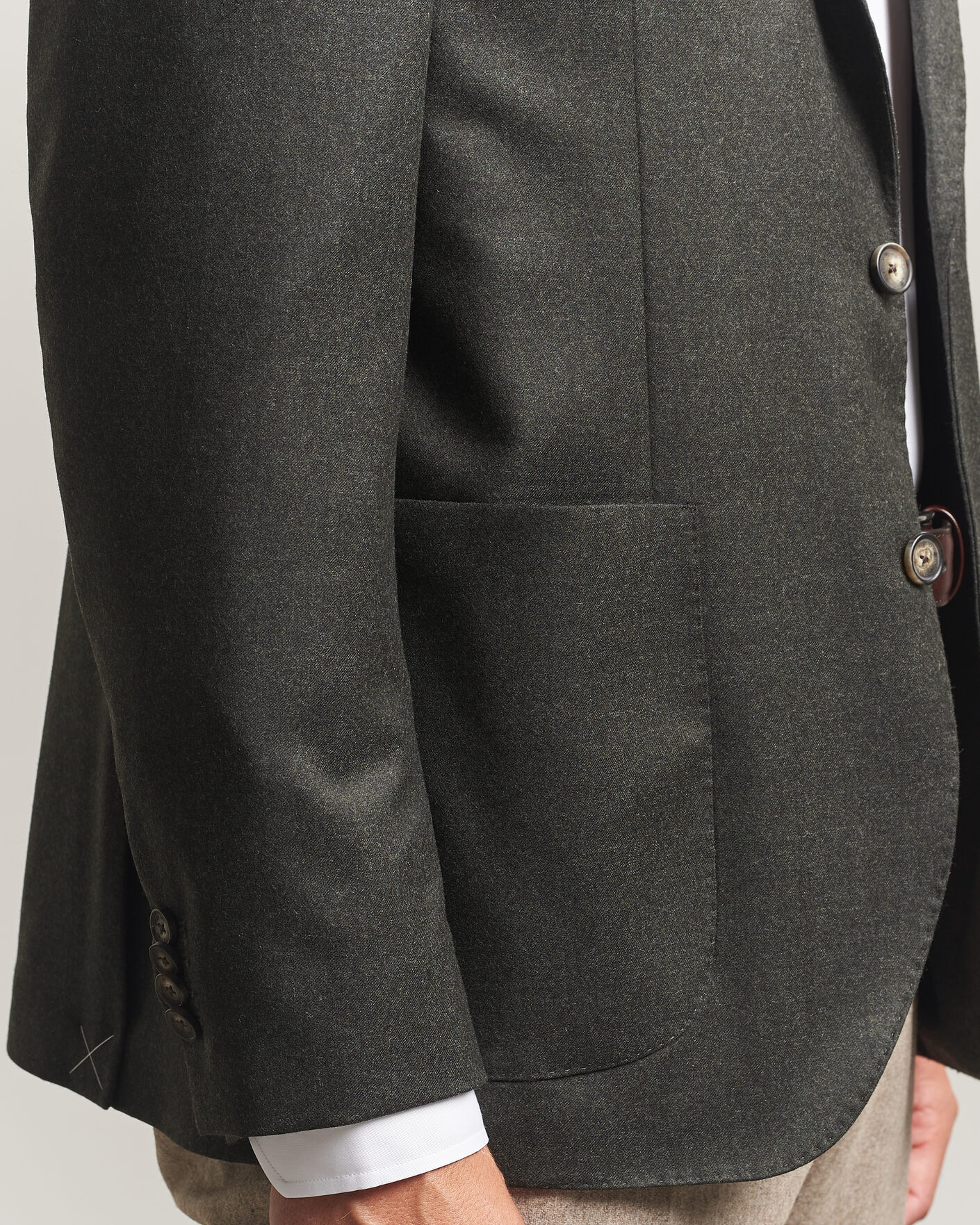 Homme | Blazers | Eton | Wool Flannel Soft Jacket Dark Green