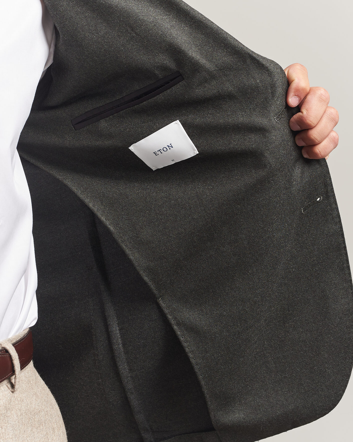 Homme | Blazers | Eton | Wool Flannel Soft Jacket Dark Green