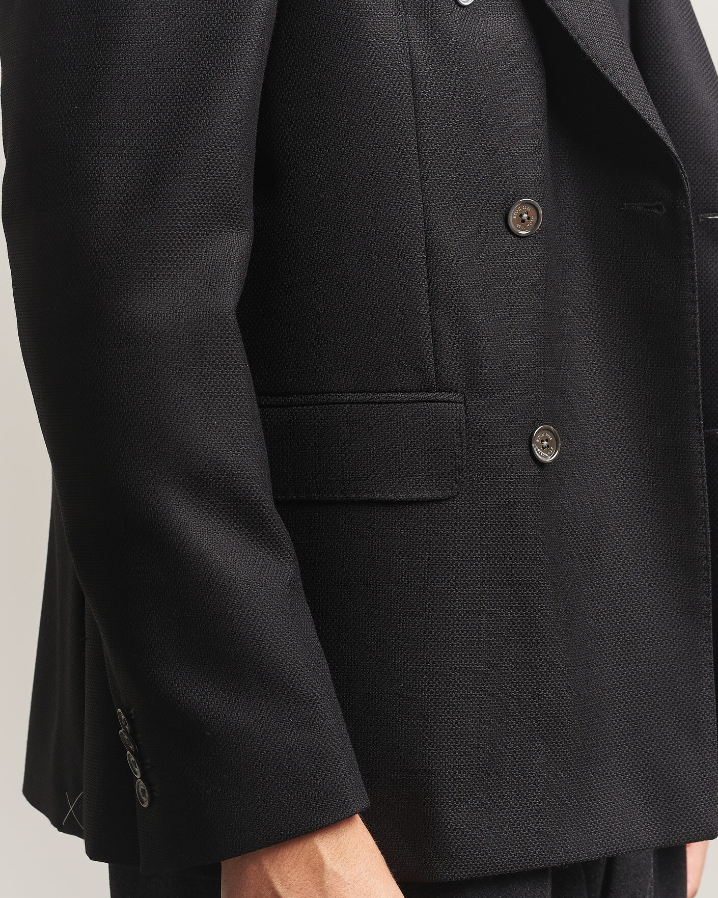 Homme | Blazers | Eton | Double Breasted Hopsack Soft jacket Black