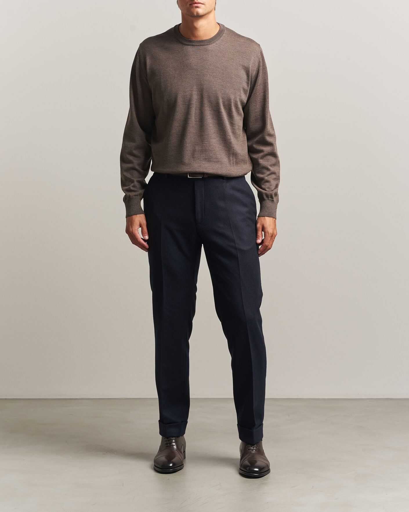 Homme | Pulls Et Tricots | Eton | Merino Wool Knitted Crew Neck Dark Brown