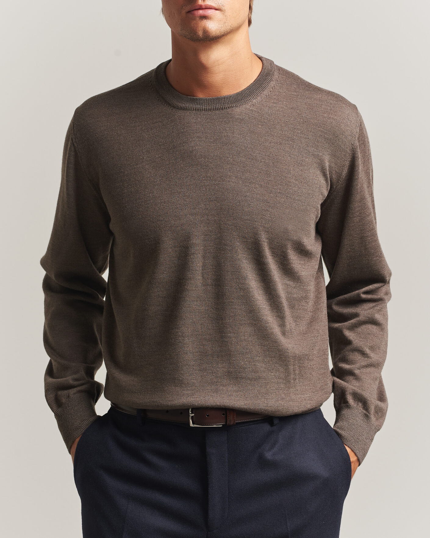 Homme | Pulls Et Tricots | Eton | Merino Wool Knitted Crew Neck Dark Brown
