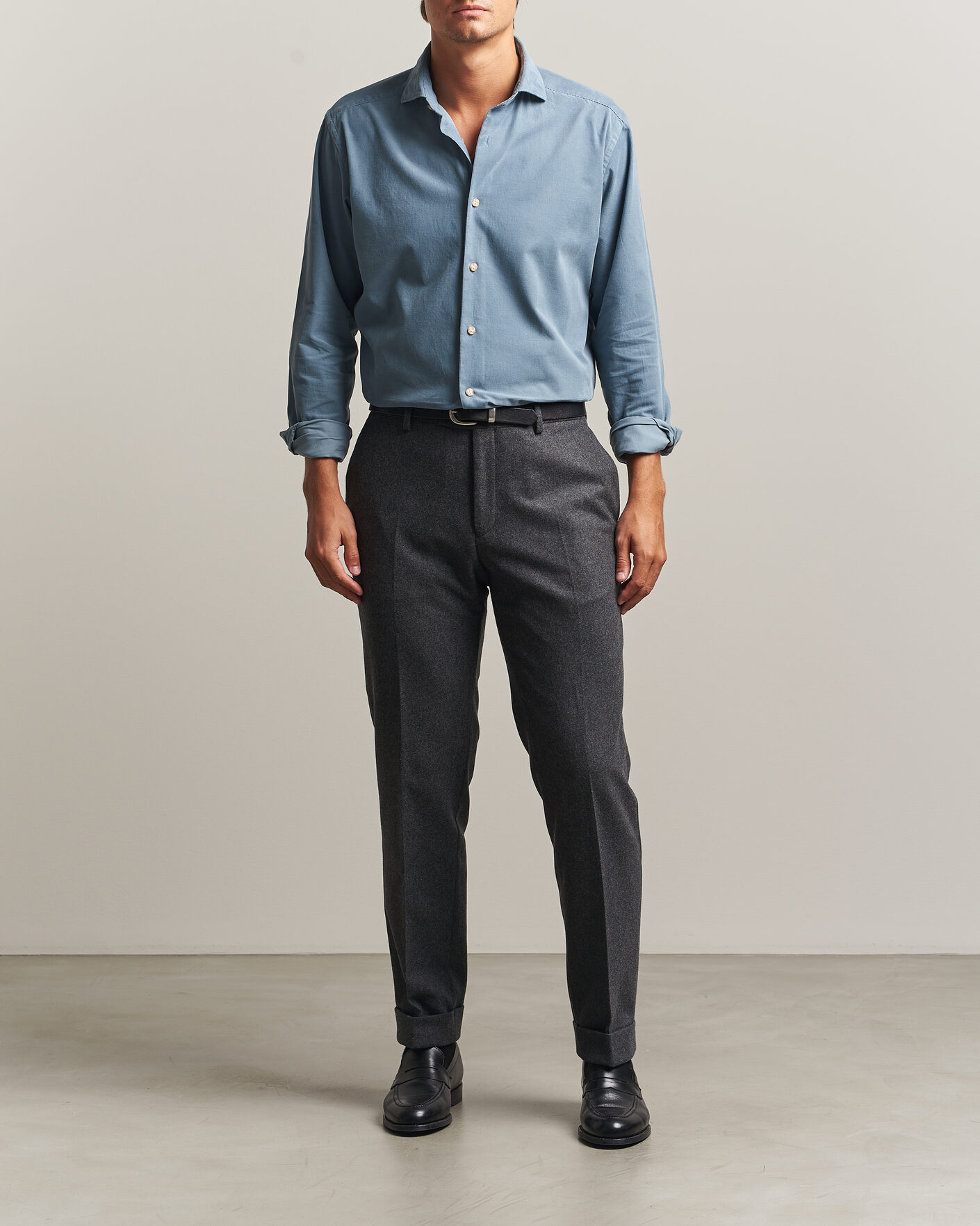 Homme | Chemises | Eton | Casual Fit Corduroy Shirt Blue