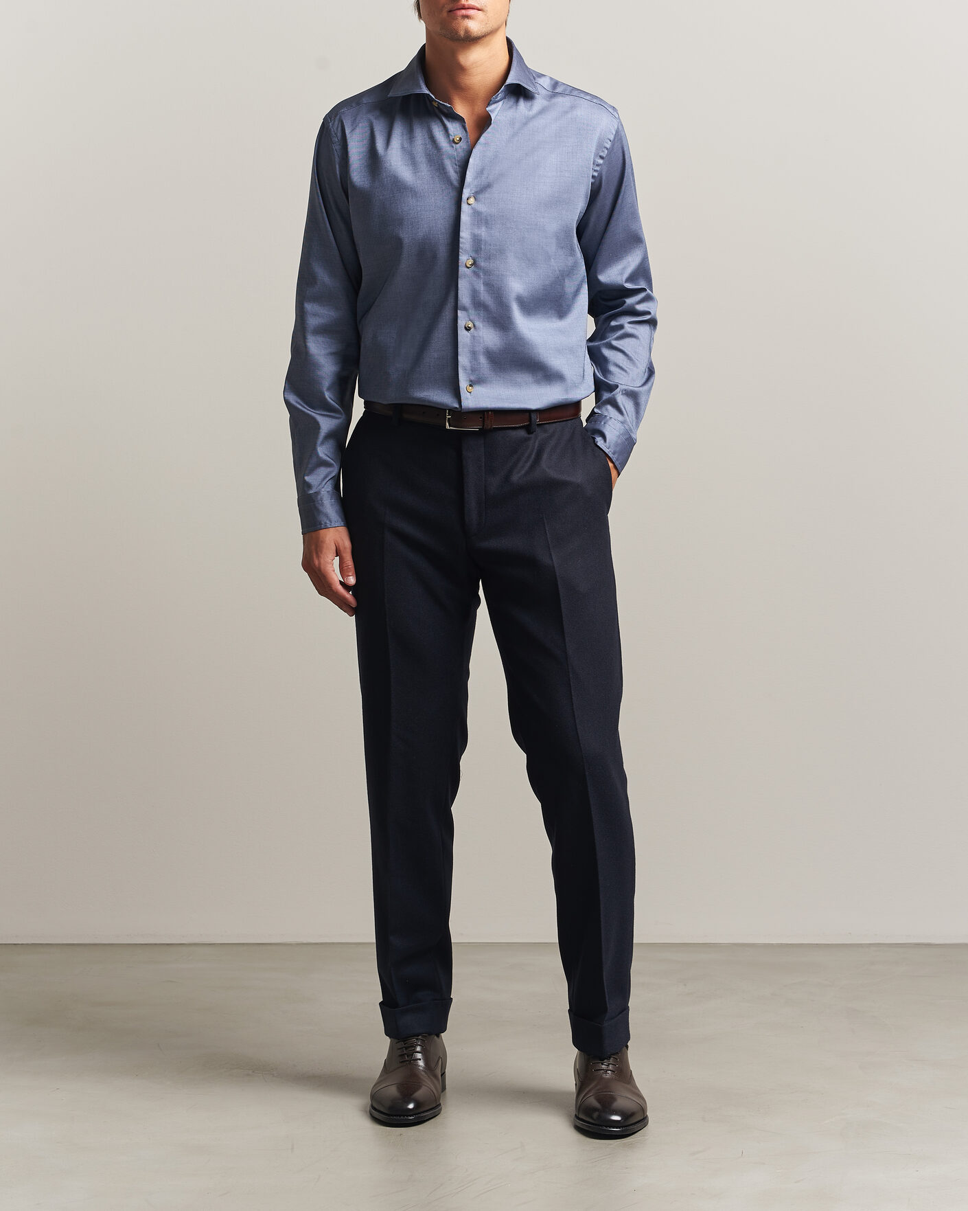 Homme | Chemises | Eton | Signature Oxford Shirt Blue