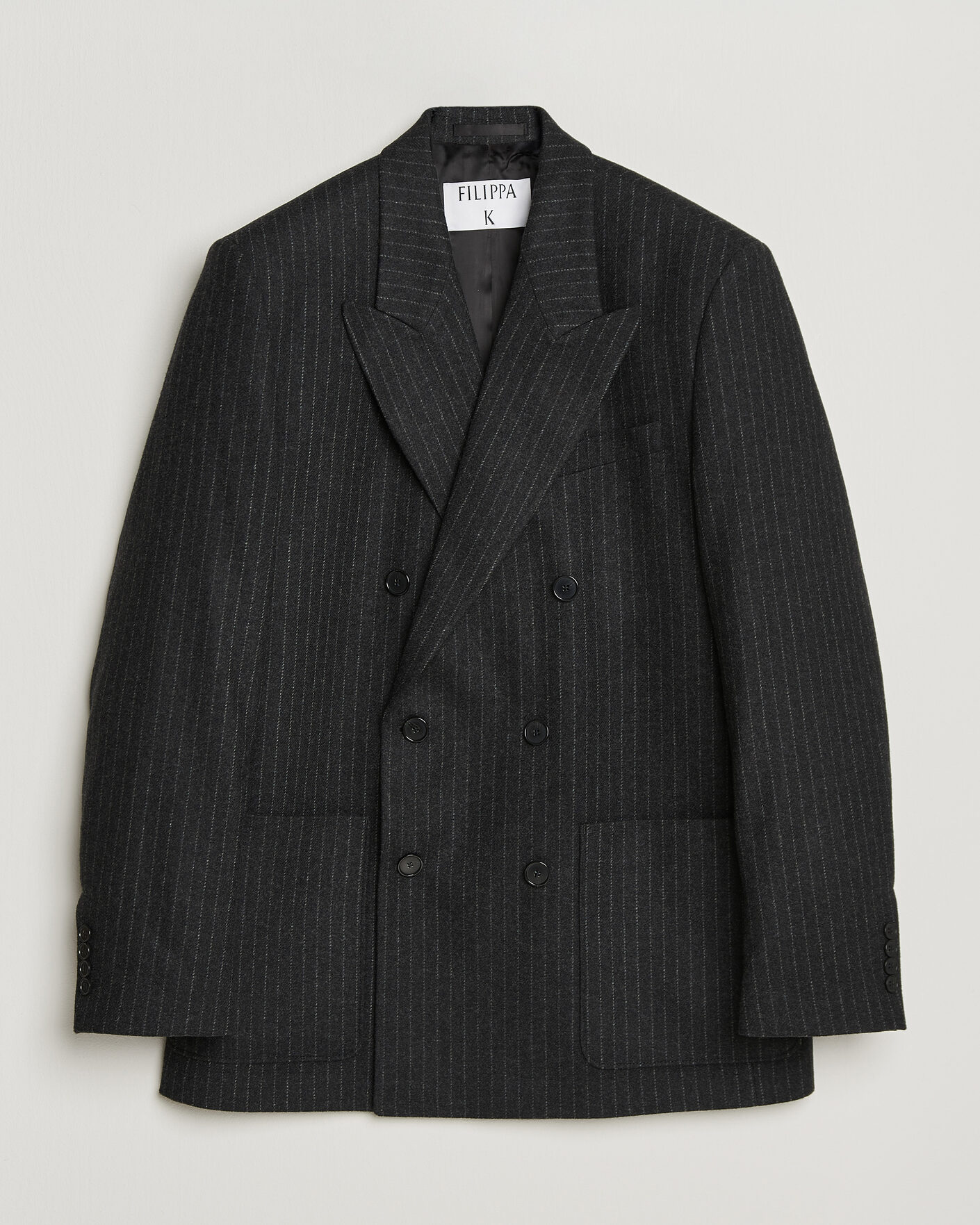 Homme | Blazers | Filippa K | Michael Wool Flannel Pinstriped Blazer Anthracite