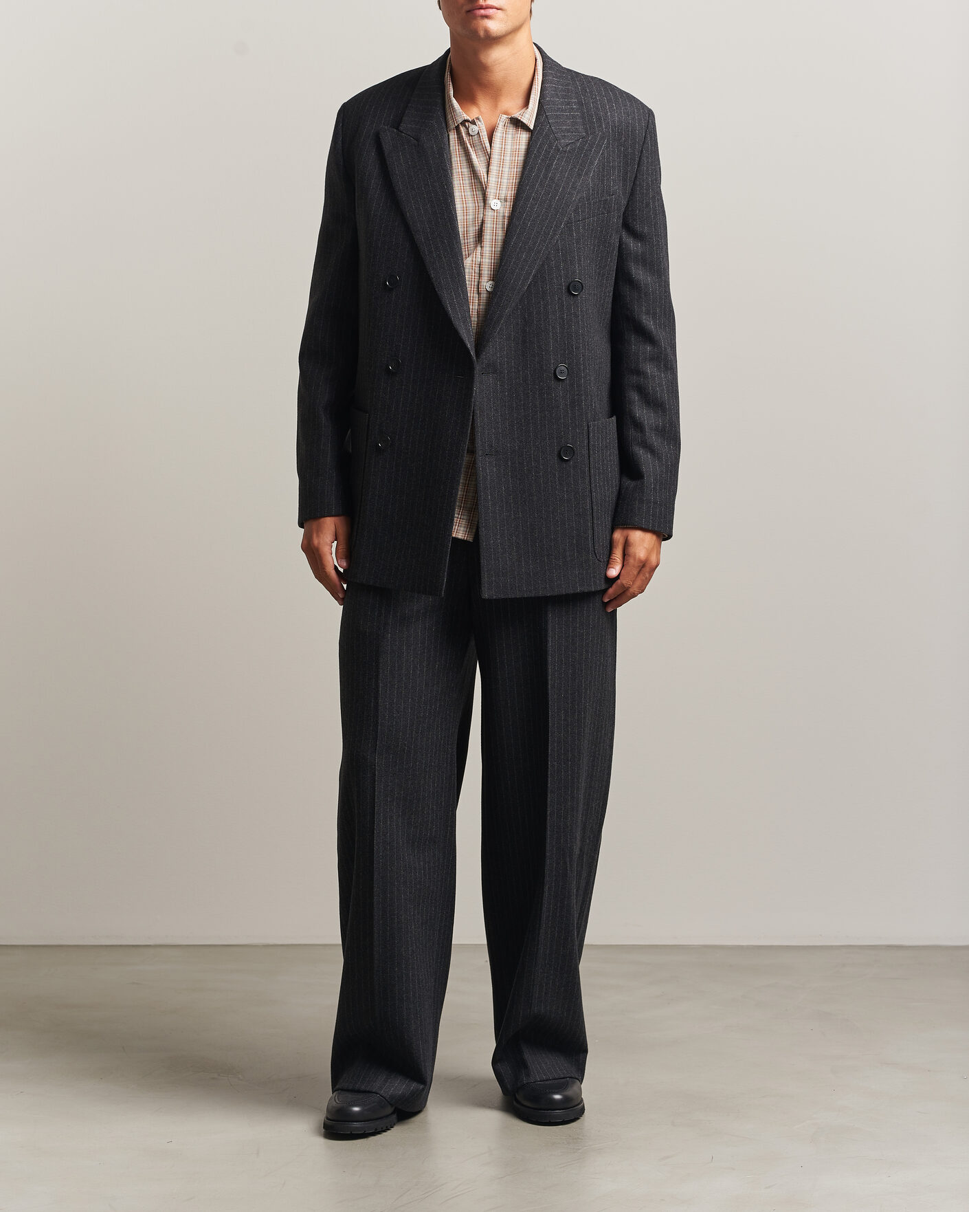 Homme | Blazers | Filippa K | Michael Wool Flannel Pinstriped Blazer Anthracite