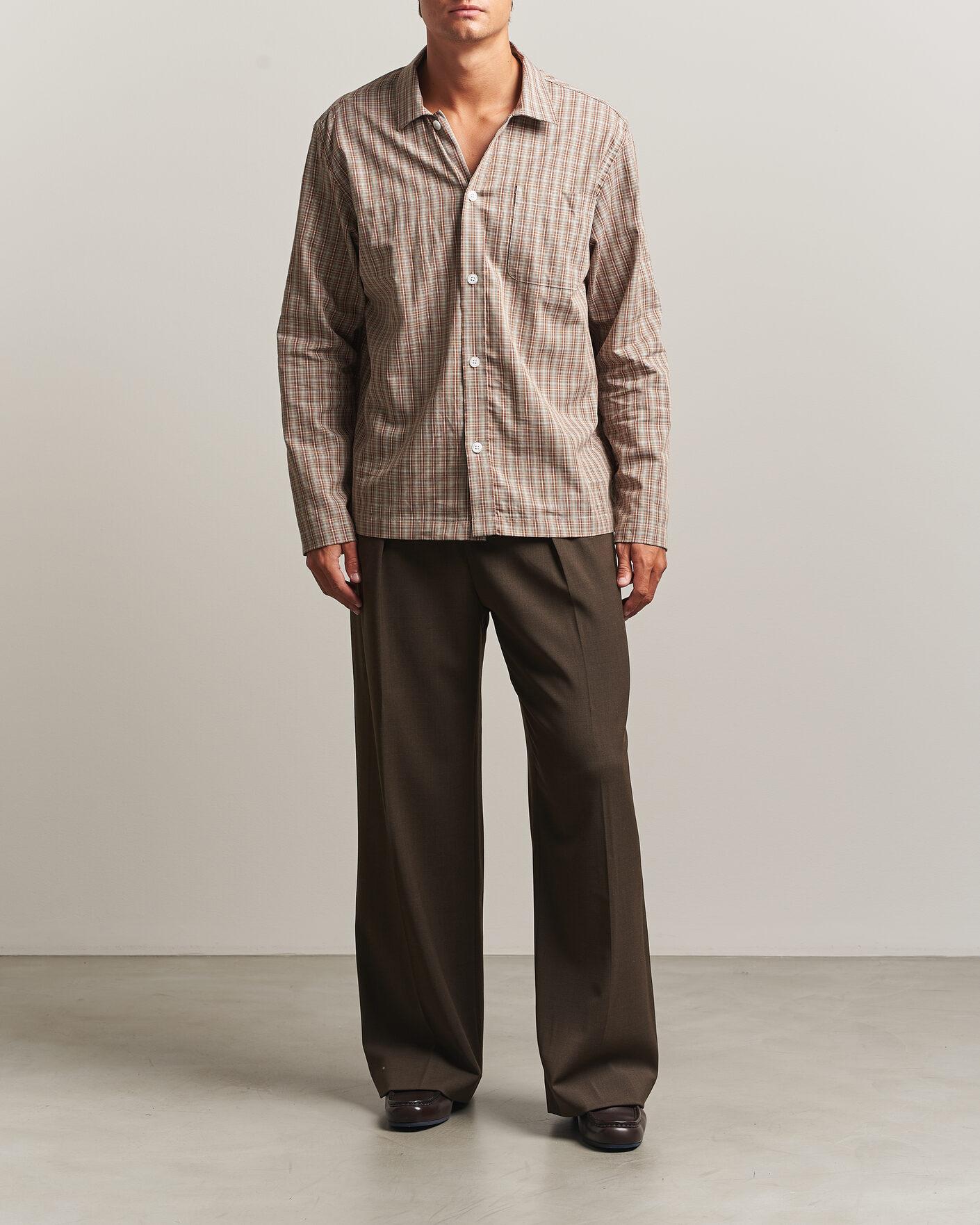 Homme | Pantalons | Filippa K | Milo Wide Wool Trousers Walnut Brown