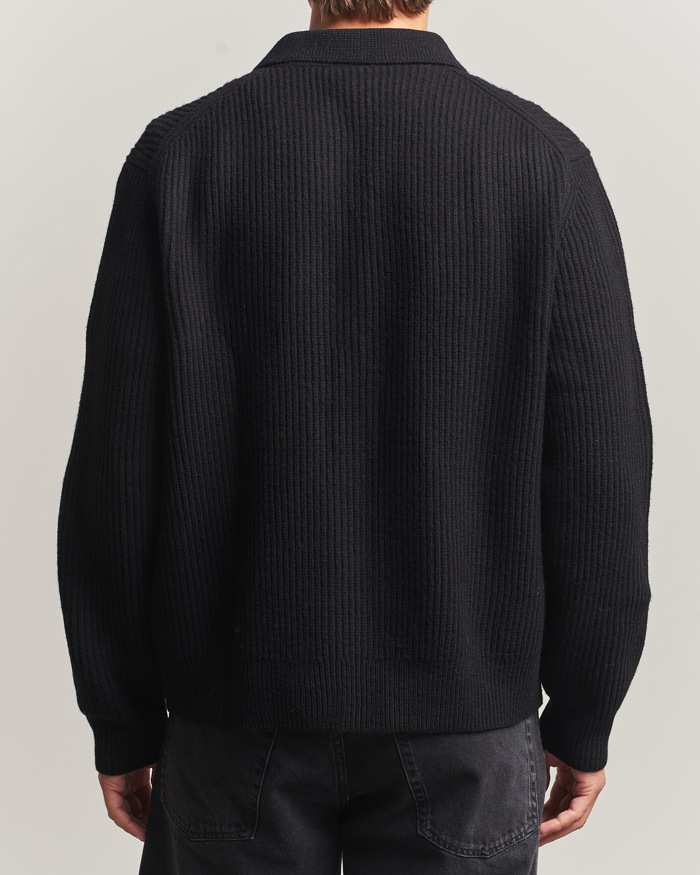 Homme | Pulls Et Tricots | Filippa K | Ribbed Wool Knitted Full Zip Black