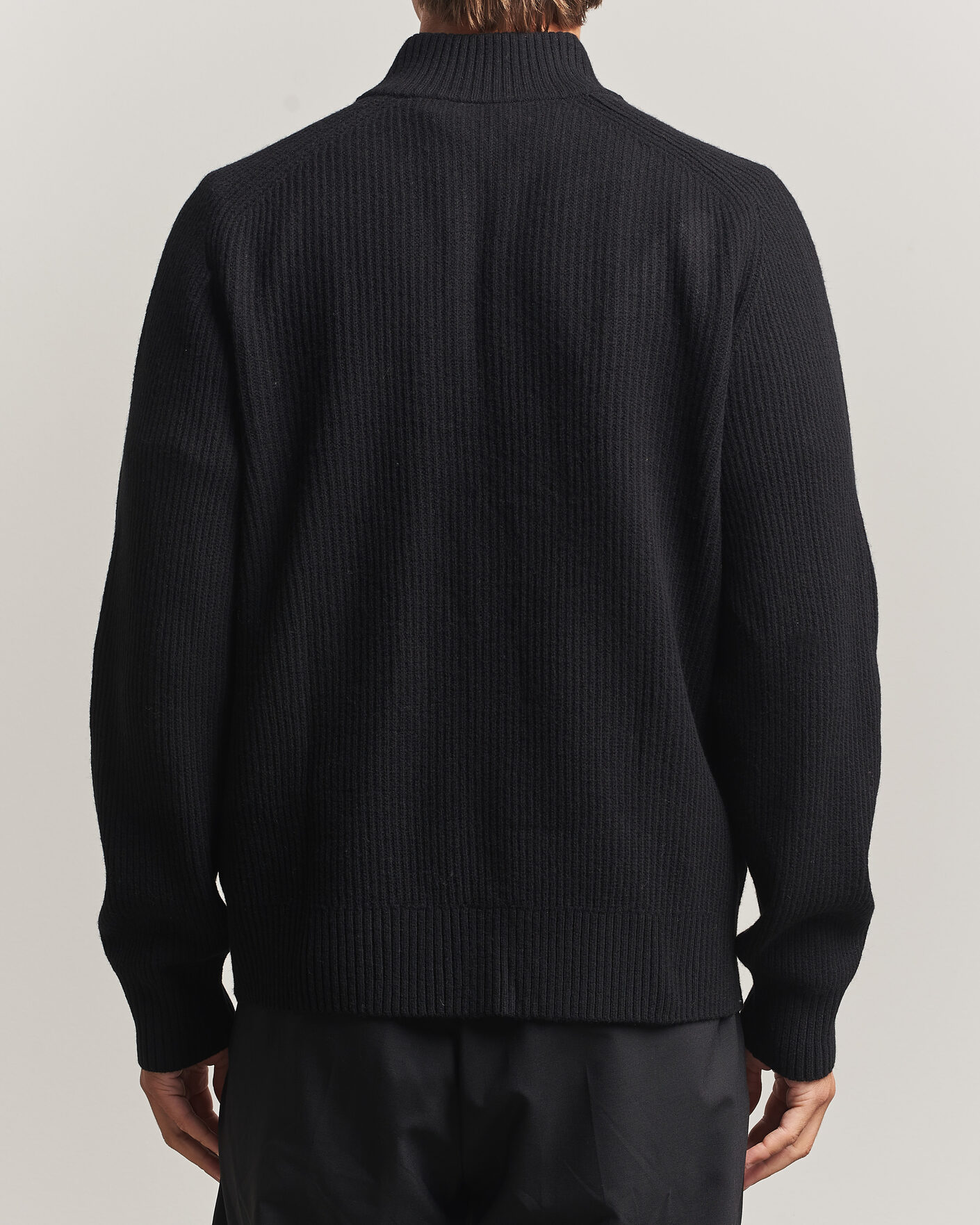 Homme | Pulls Et Tricots | Filippa K | Ribbed Wool Knitted Half Zip Black