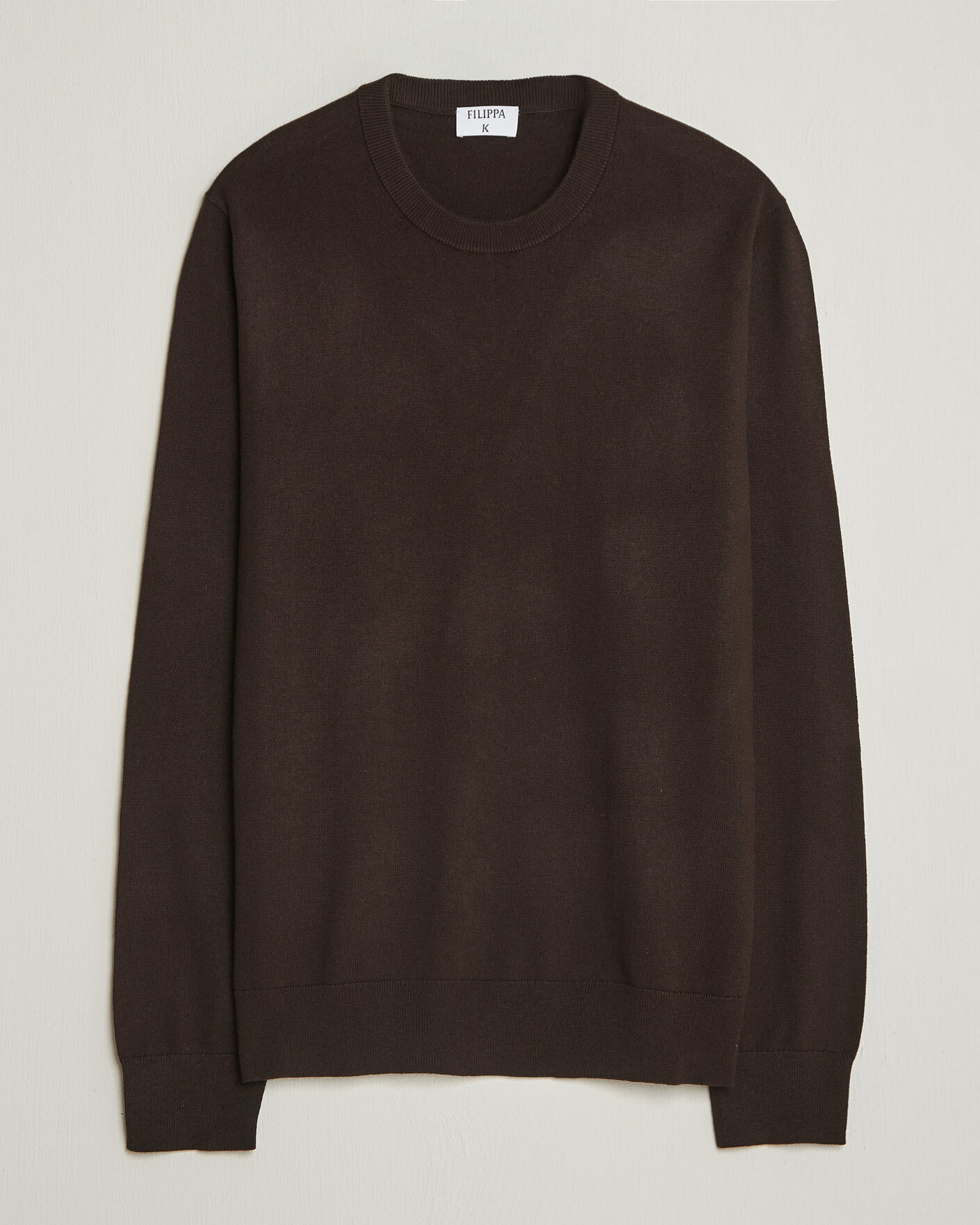 Homme | Pulls Et Tricots | Filippa K | Cotton Merino Knitted Sweater Dark Chocolate
