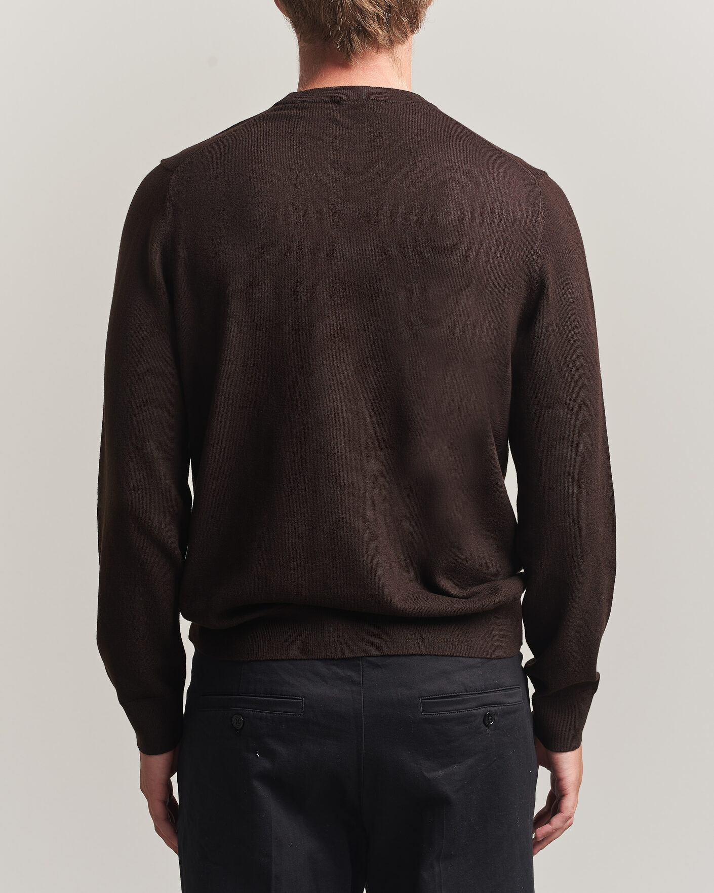 Homme | Pulls Et Tricots | Filippa K | Cotton Merino Knitted Sweater Dark Chocolate