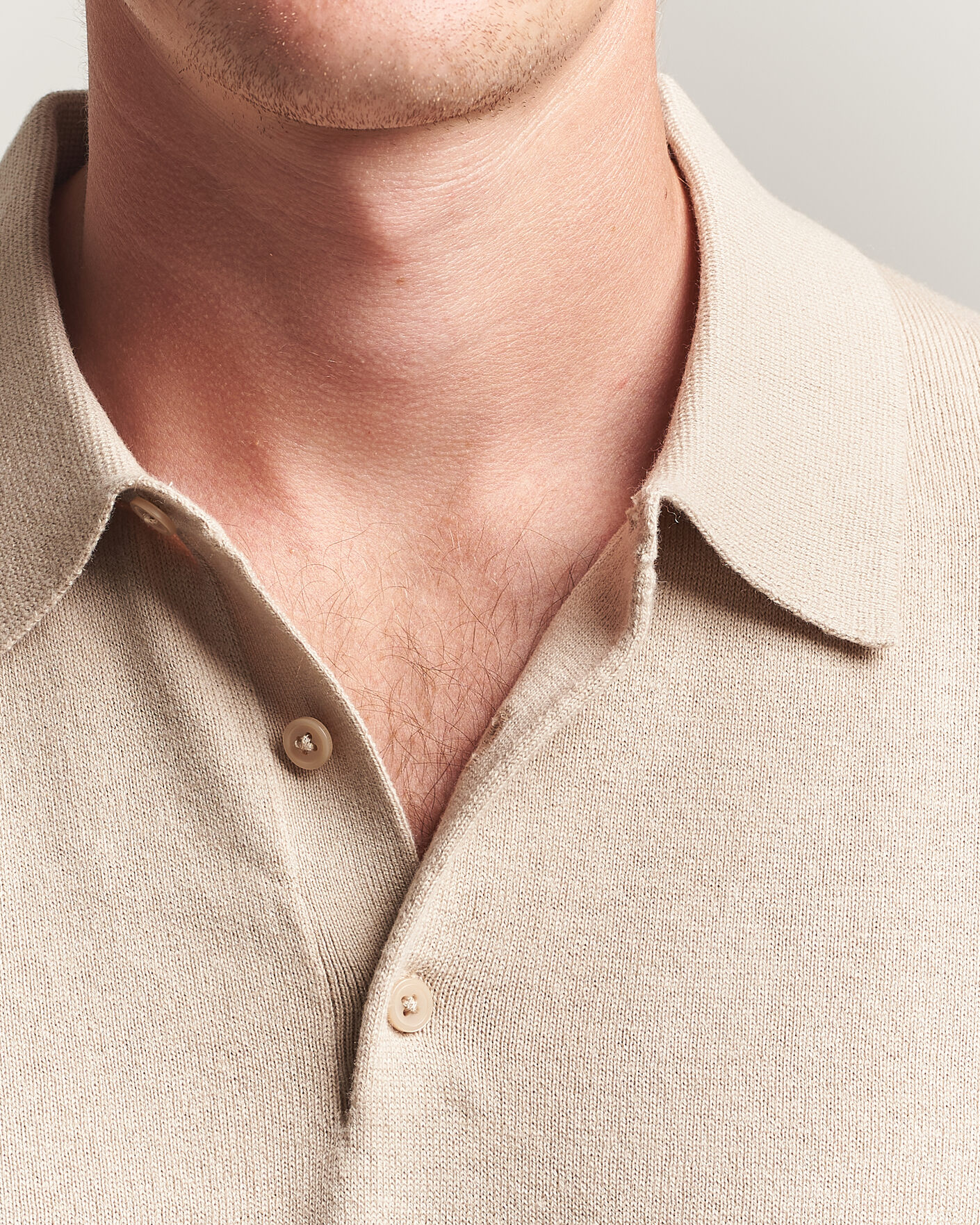 Homme | Pulls Et Tricots | Filippa K | Knitted Polo Shirt Pearl Beige