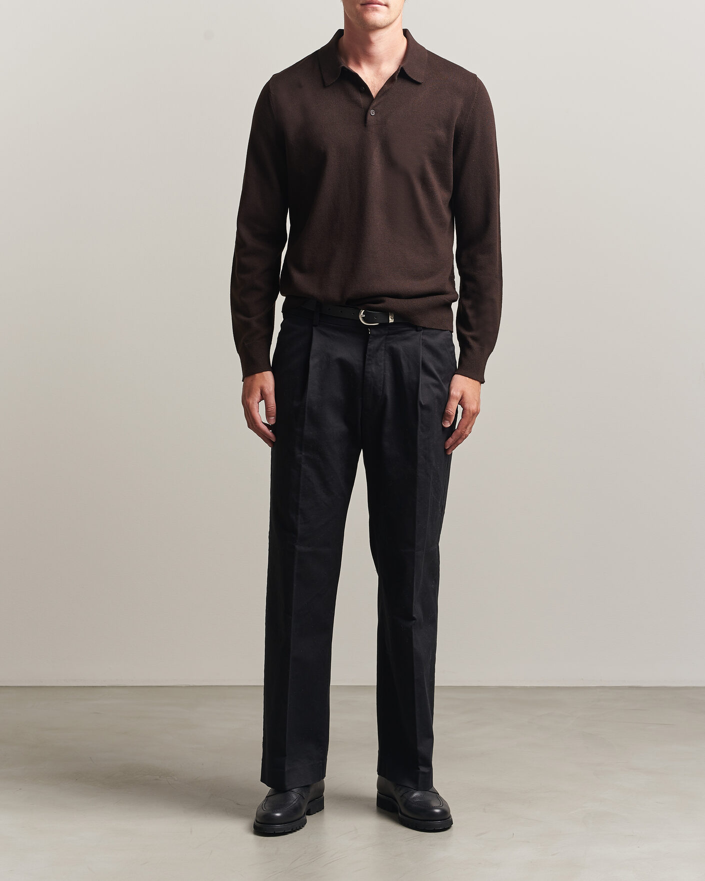 Homme | Pulls Et Tricots | Filippa K | Knitted Polo Shirt Dark Chocolate