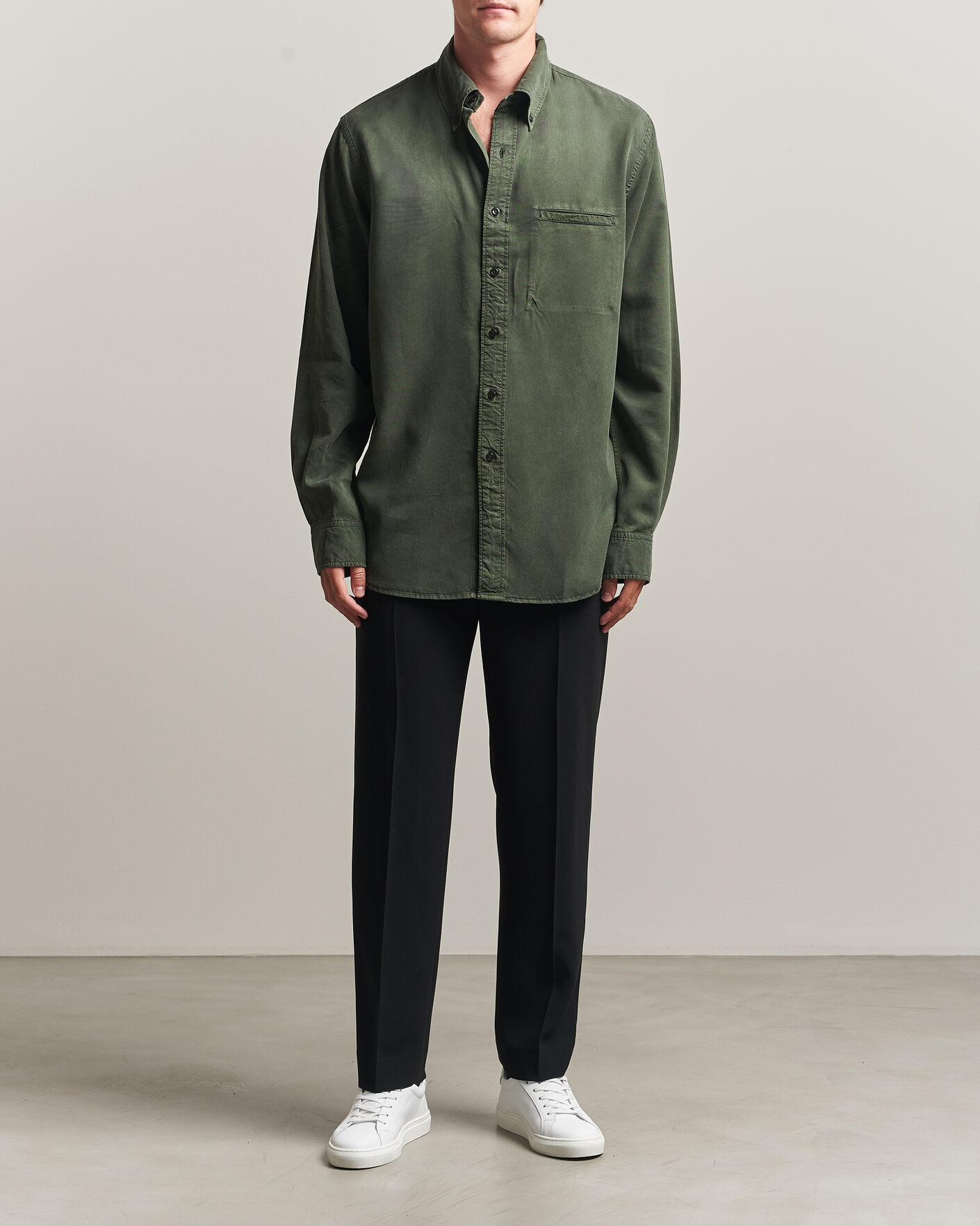 Homme | Chemises | Filippa K | Zack Lyocell Shirt Night Green
