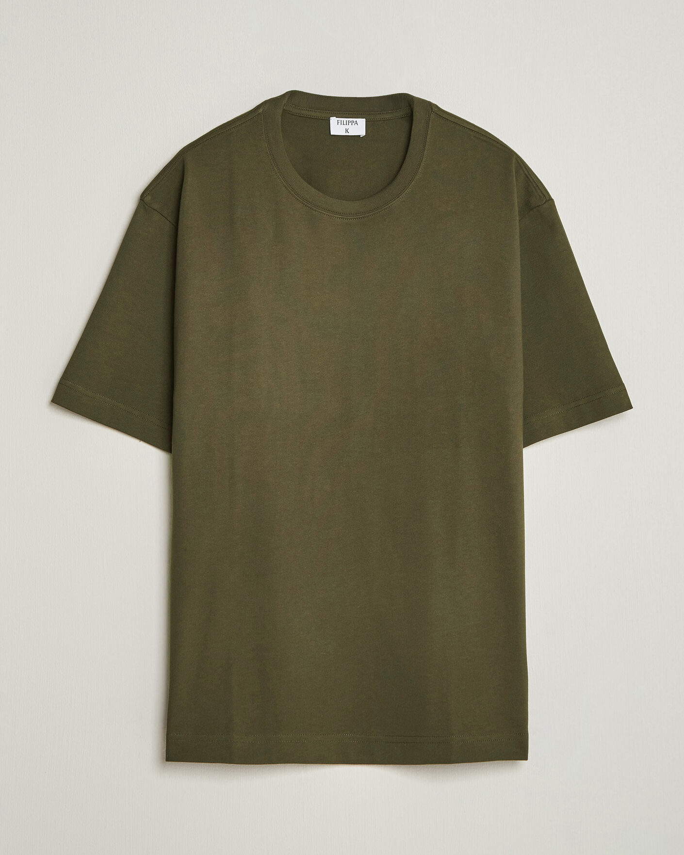 Homme | T-shirts | Filippa K | Heavy Cotton Crew Neck T-Shirt Dark Moss Green