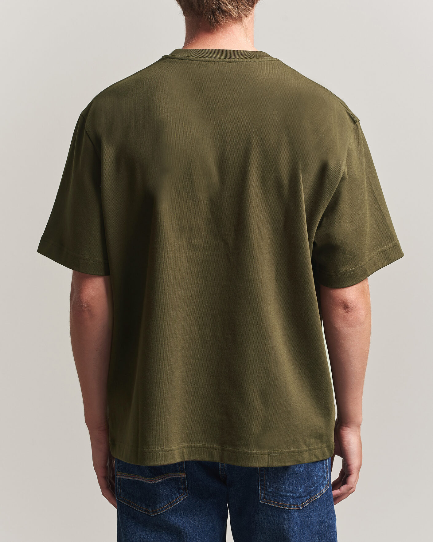 Homme | T-shirts | Filippa K | Heavy Cotton Crew Neck T-Shirt Dark Moss Green