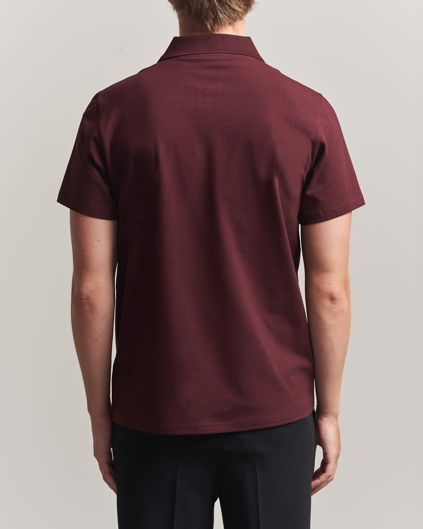 Homme | Polos | Filippa K | Soft Lycra Polo T-Shirt Dark Burgundy