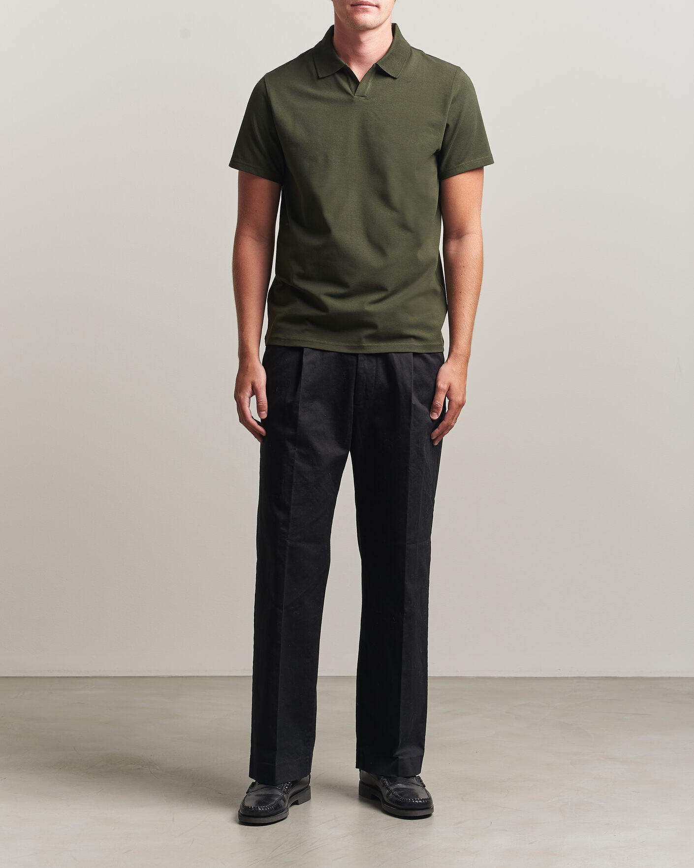 Homme | Polos | Filippa K | Soft Lycra Polo T-Shirt Night Green