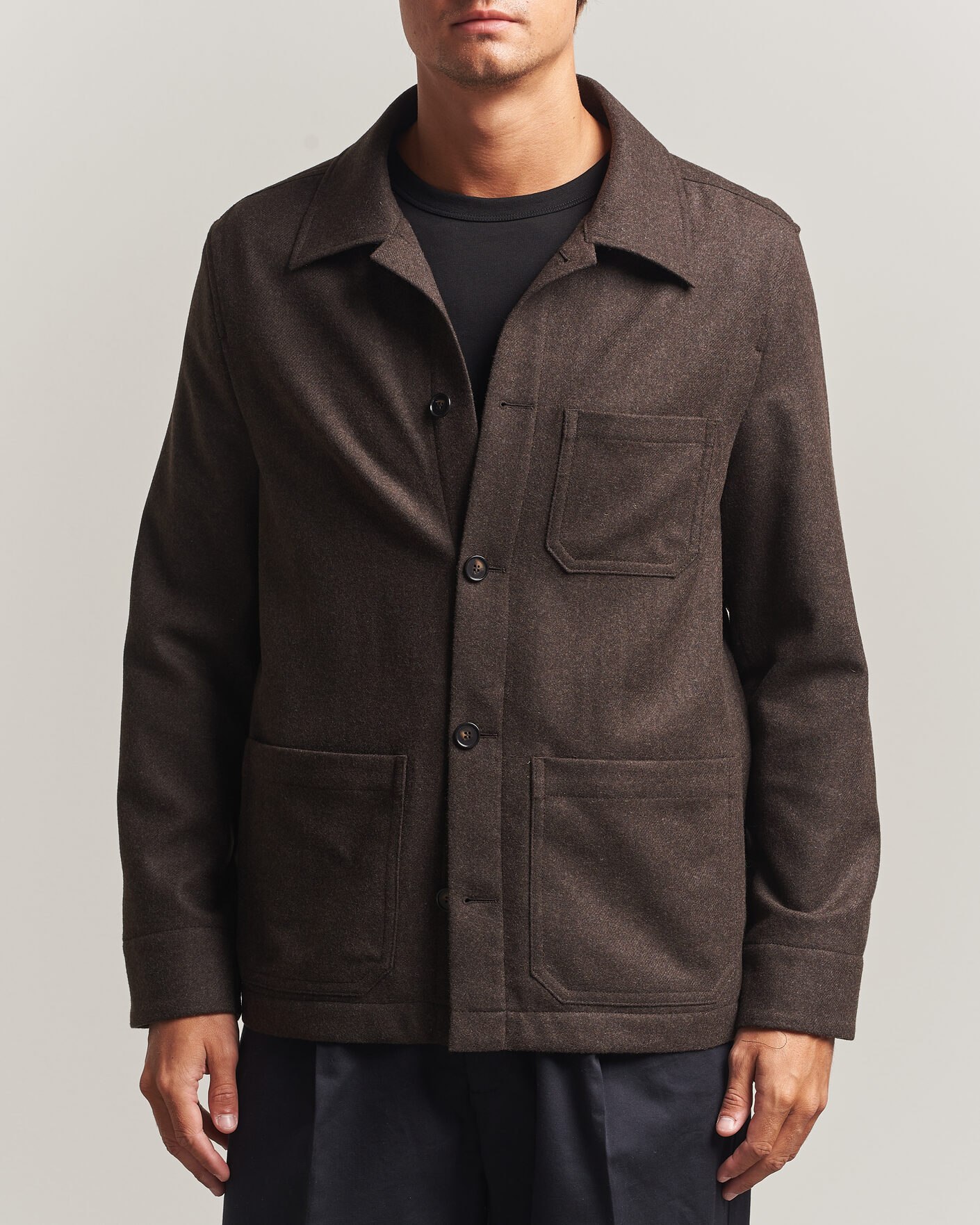 Homme | Chemises | Filippa K | Taylor Flannel Overshirt Walnut Brown