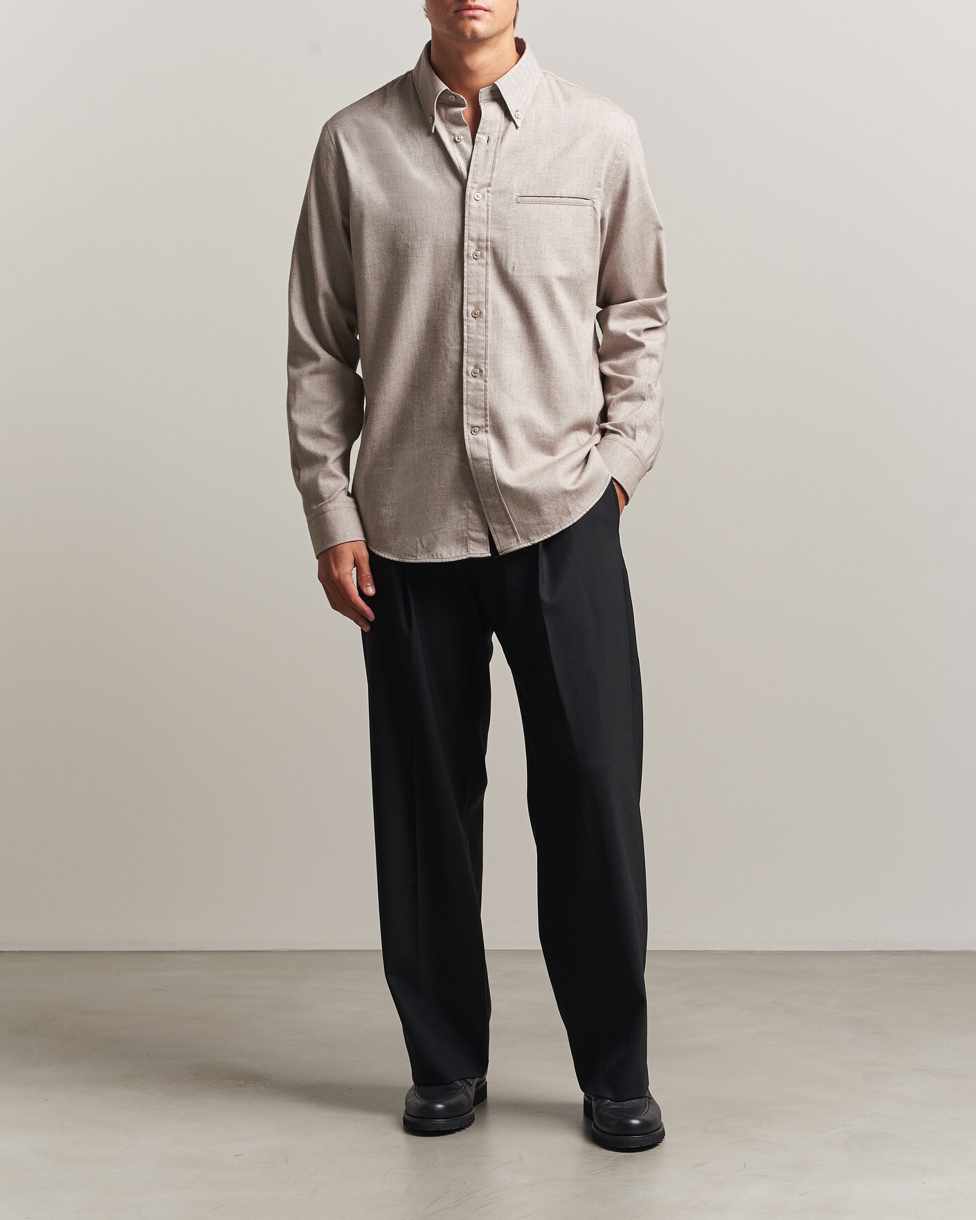 Homme | Chemises | Filippa K | Zack Flannel Shirt Mid Brown
