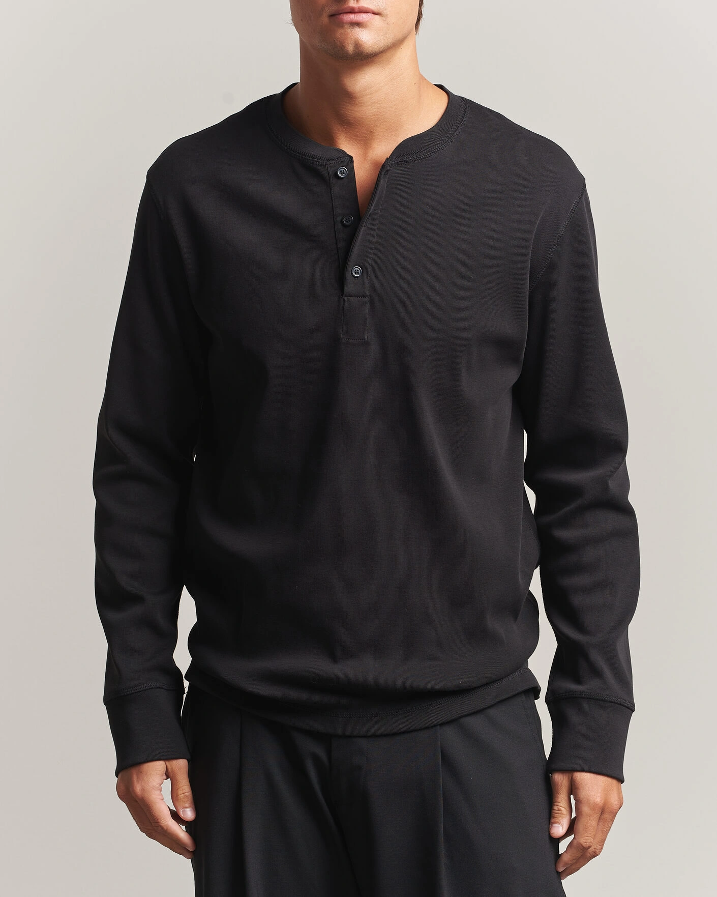 Homme | Pulls Et Tricots | Filippa K | Cotton Rib Henley Black