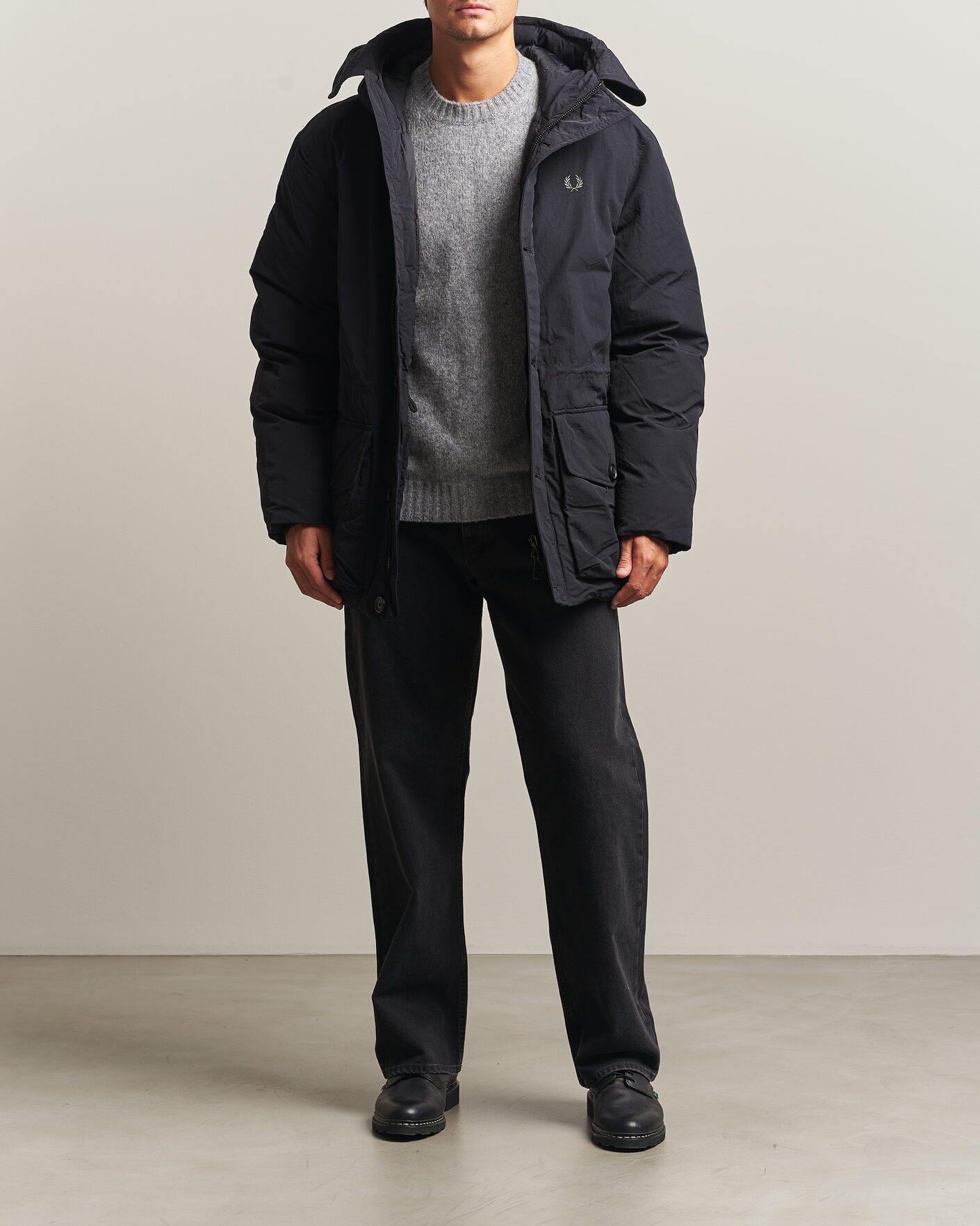 Homme | Manteaux Et Vestes | Fred Perry | Padded Patch Pocket Parka Black