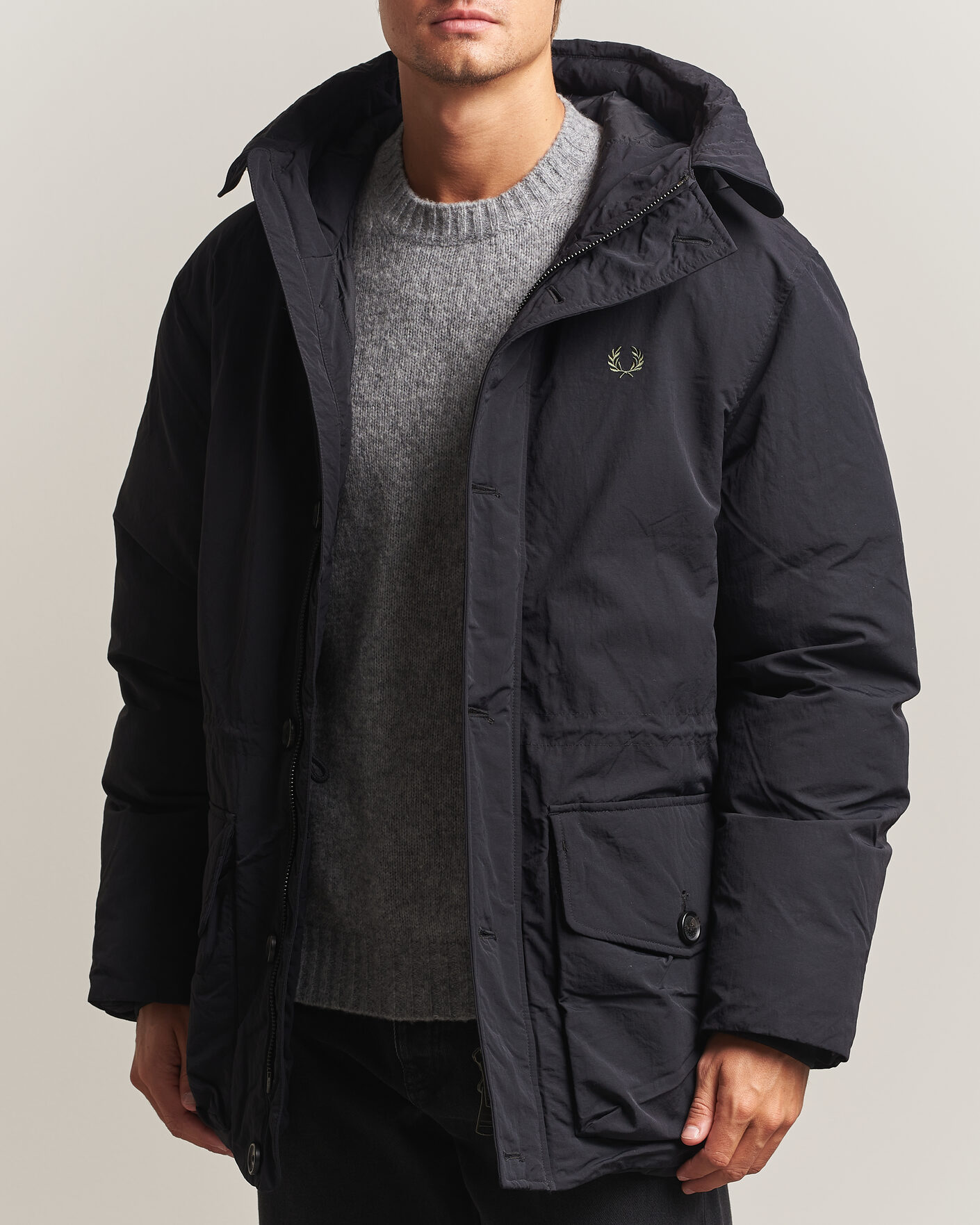 Homme | Manteaux Et Vestes | Fred Perry | Padded Patch Pocket Parka Black
